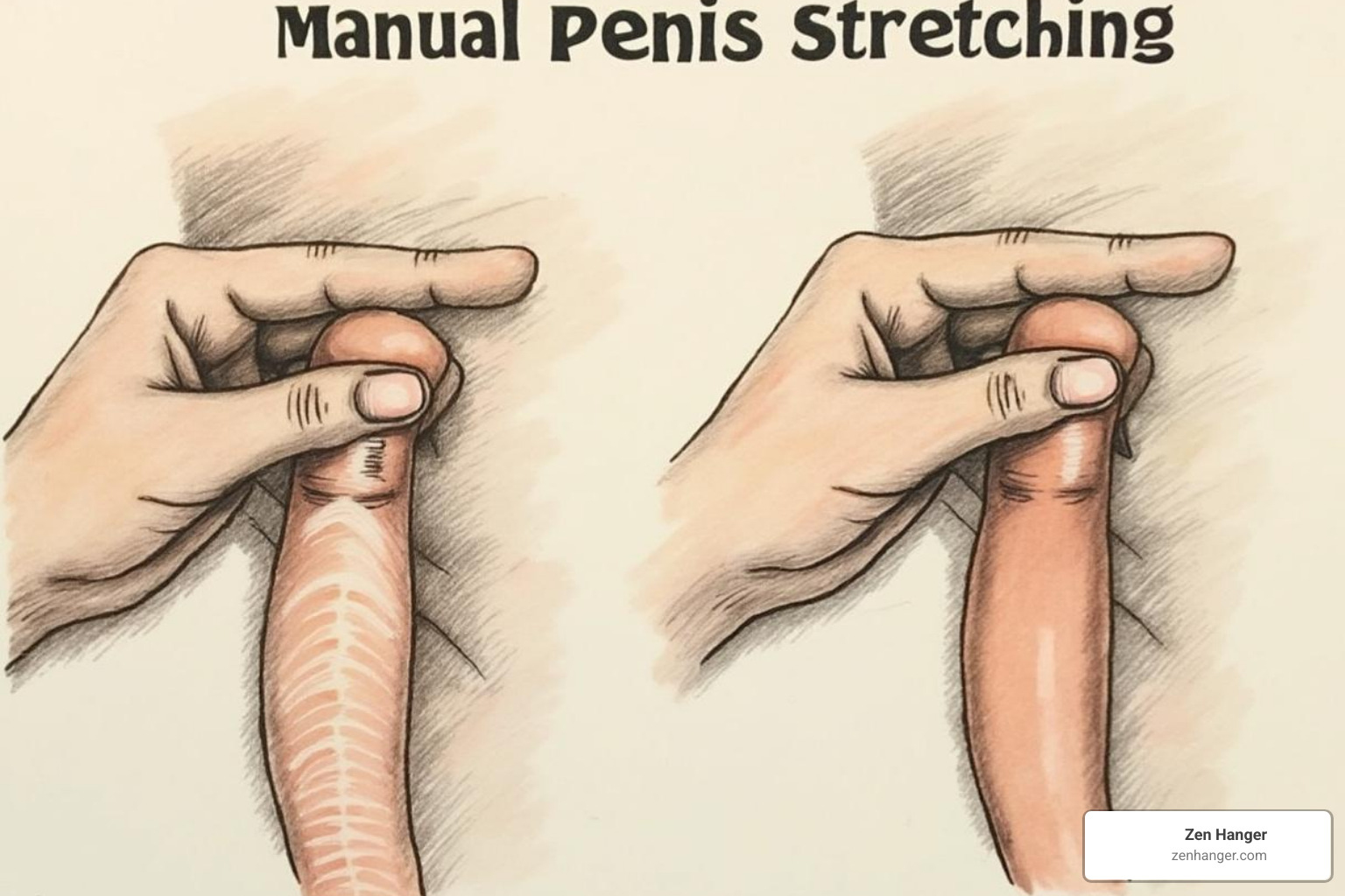 Illustration showing the correct and incorrect application of pressure during an exercise - making girth penis bigger exercises