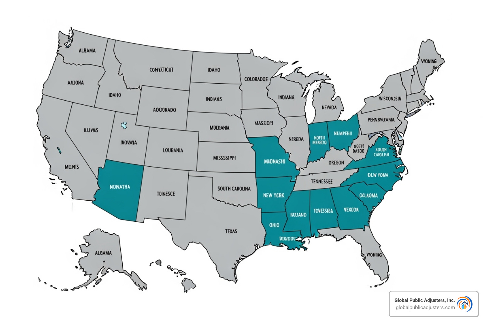 Map of the United States highlighting states with which Florida has reciprocity agreements for insurance adjuster licenses - insurance adjuster florida