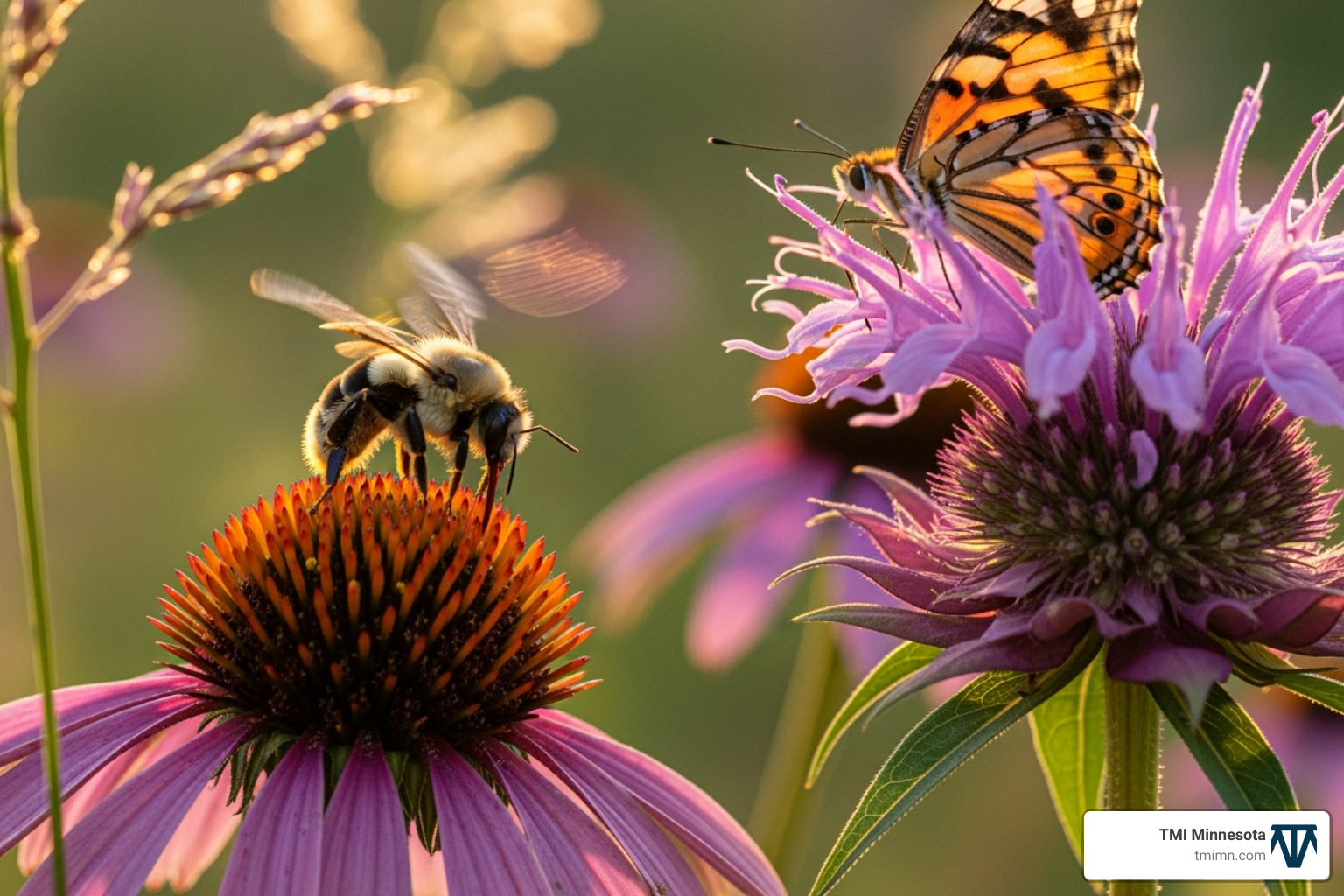 native pollinators on Minnesota wildflowers - organic landscaping services twin cities area