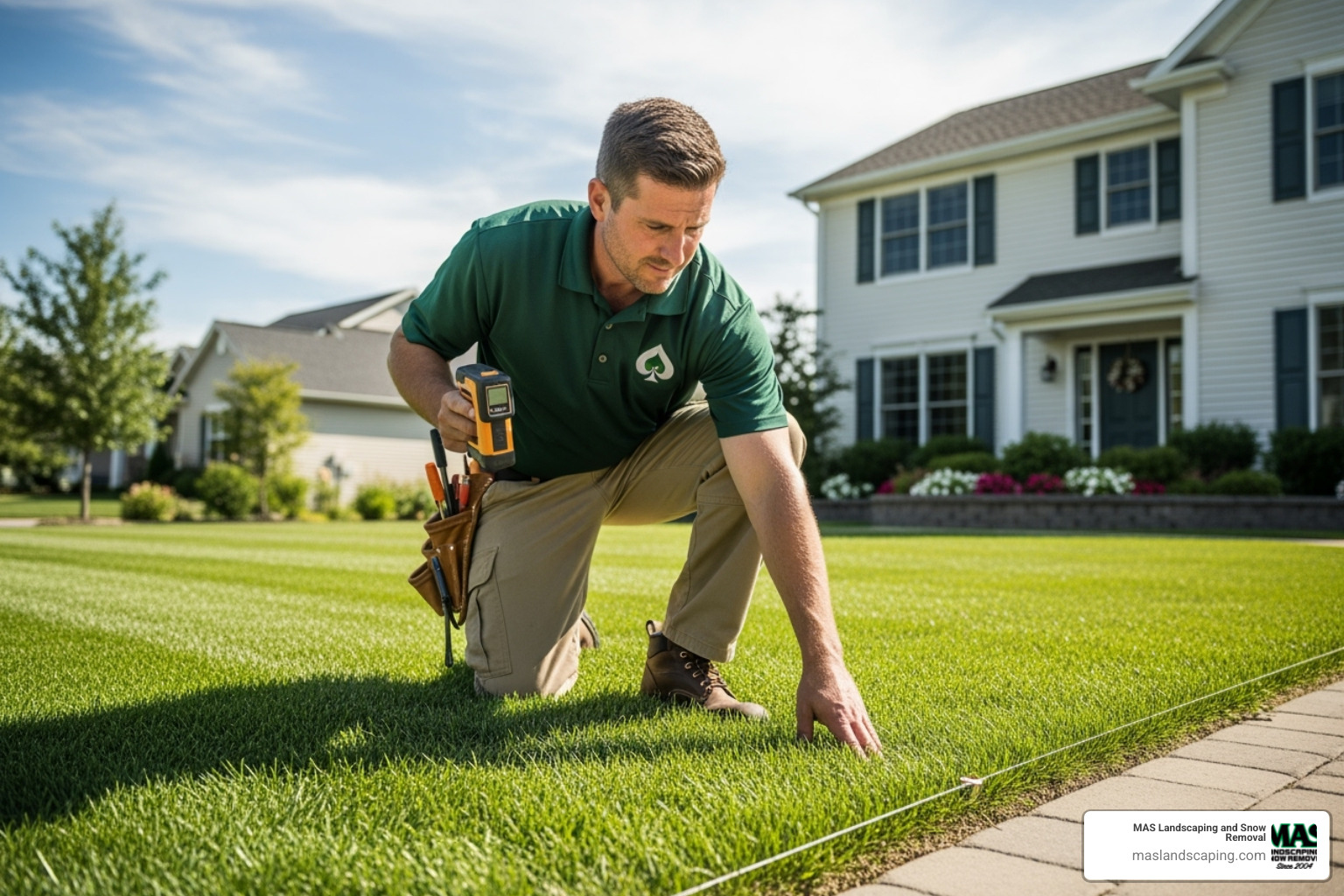 a landscaper measuring a lawn for a quote - lawn mowing services near me a landscaper measuring a lawn for a quote - lawn mowing services near me
