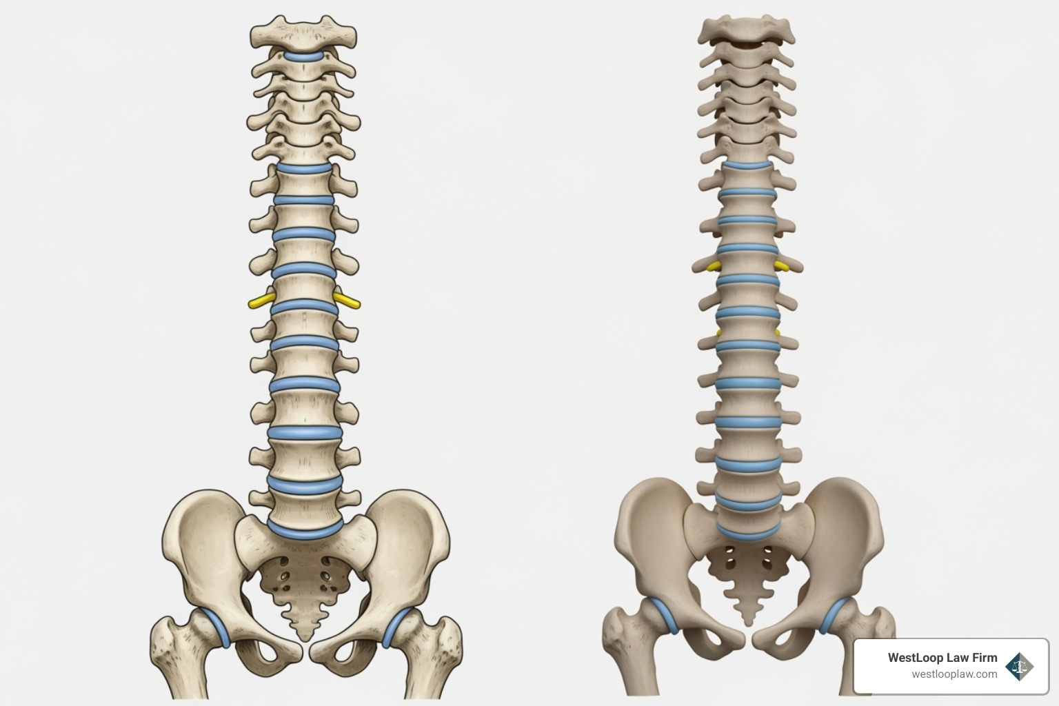 illustrating the different sections of the spine (cervical, thoracic, lumbar, sacral) - Houston spine injury lawyer