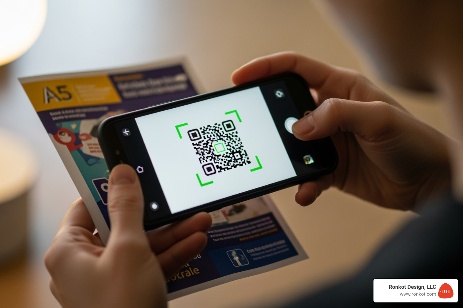 smartphone scanning QR code on flyer - Flyer printing Dallas TX smartphone scanning QR code on flyer - Flyer printing Dallas TX