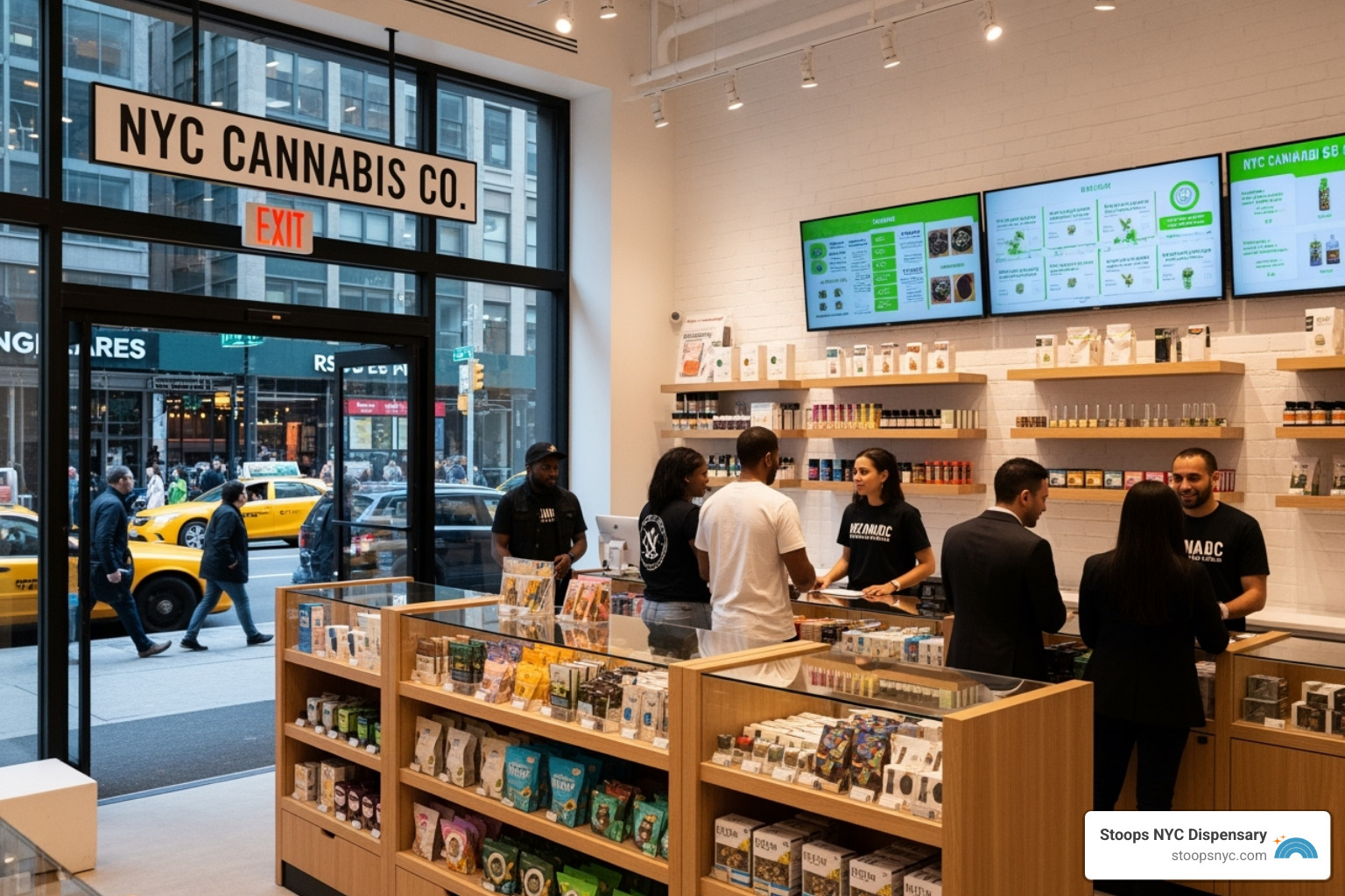 various cannabis products like gummies, flower, and vape pens - cannabis shop NYC