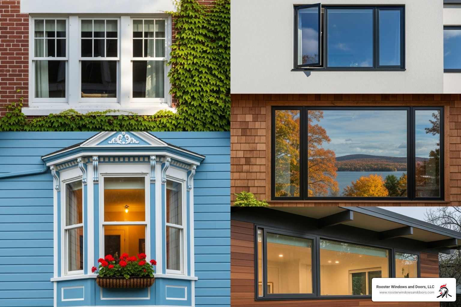 collage of window styles - best replacement windows 2025