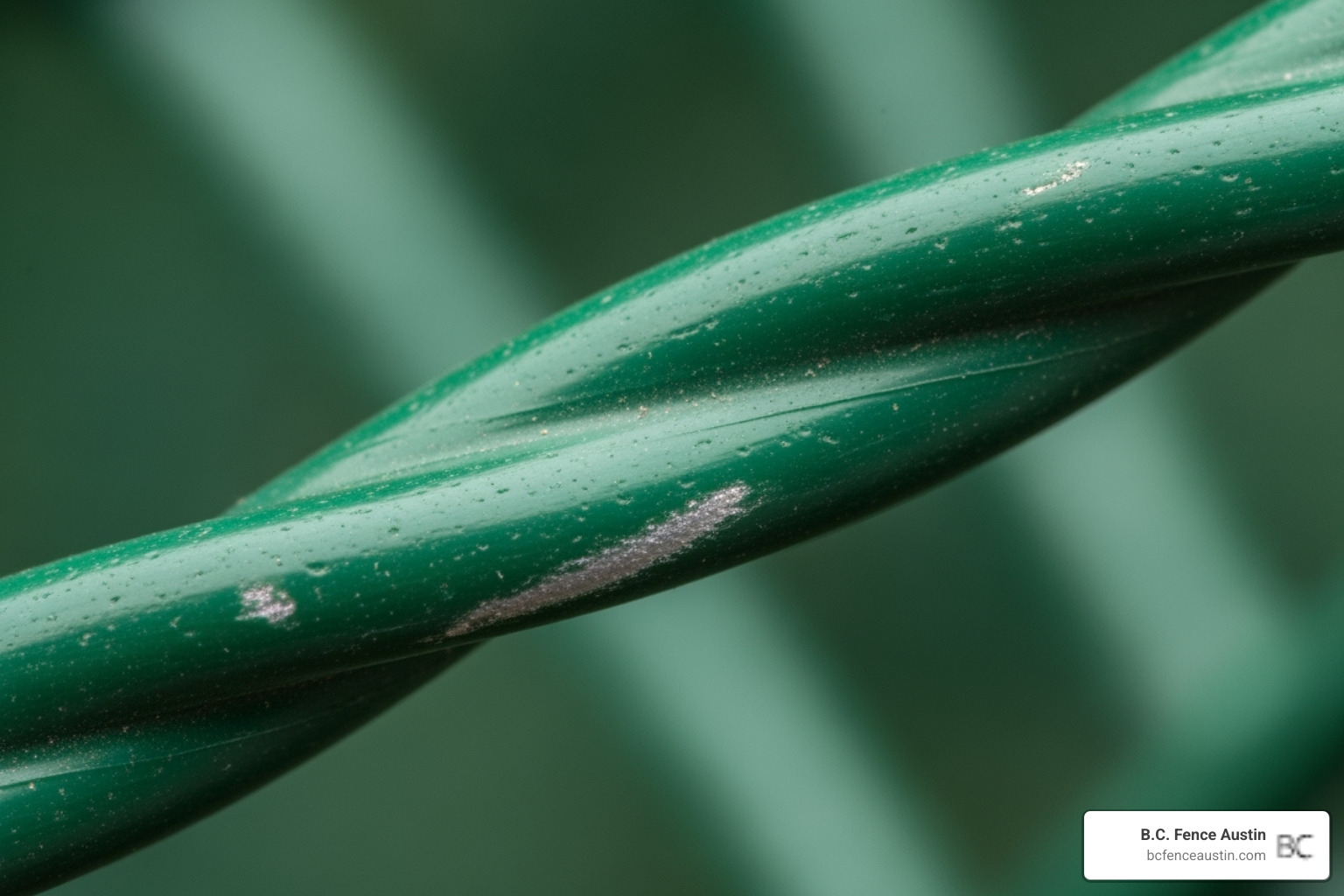close-up on a vinyl-coated chain link wire - Chain link fence color options