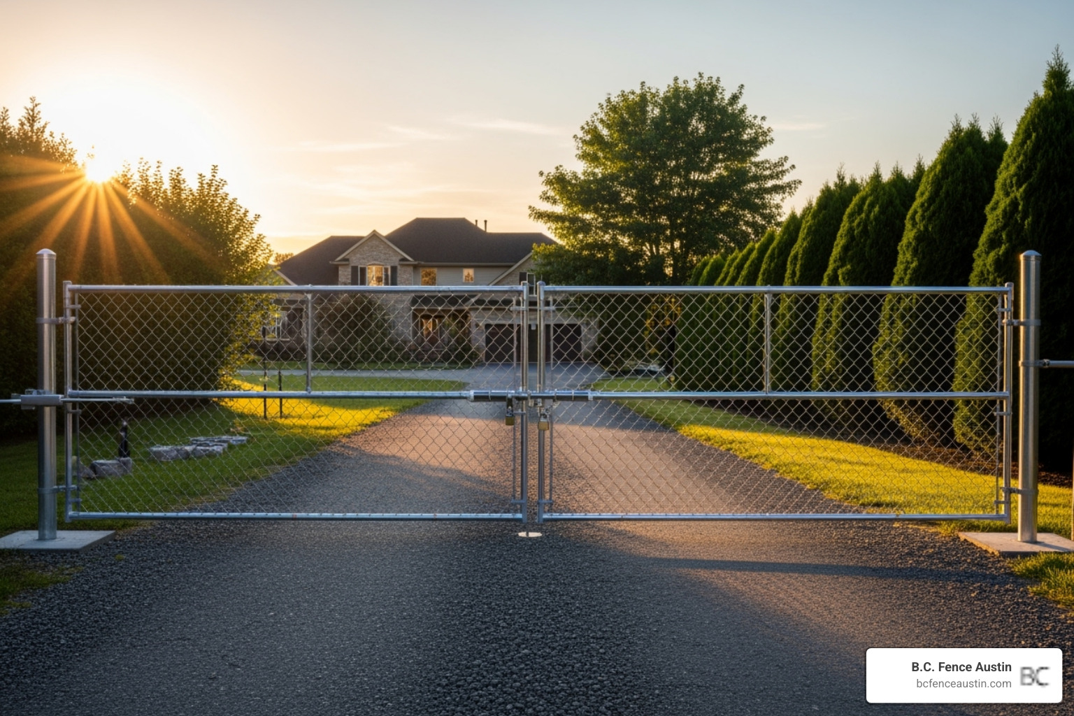 of a wide driveway gate for a chain link fence - Chain link fence cost per foot