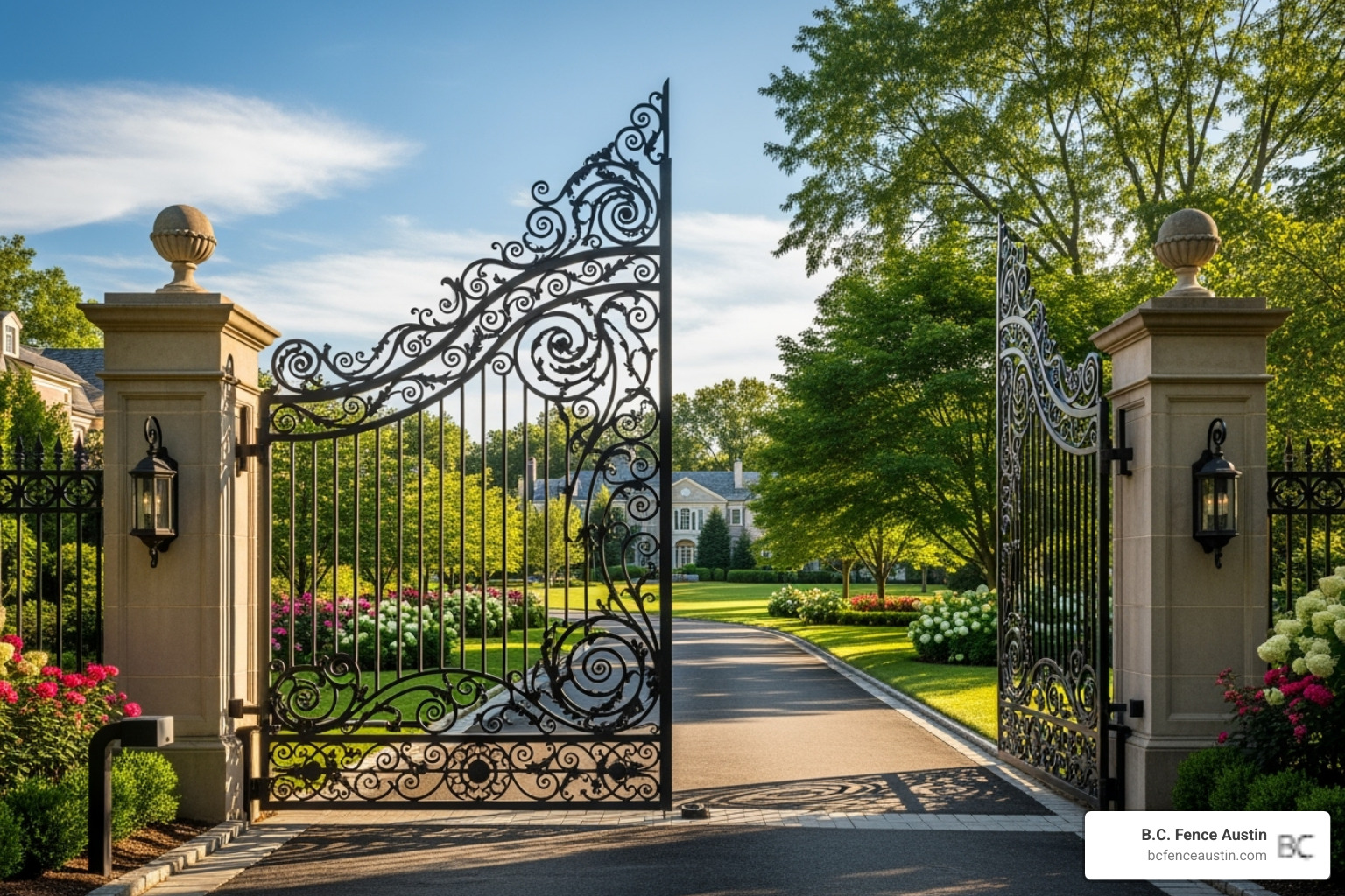 grand ornamental iron driveway gate - iron fence options