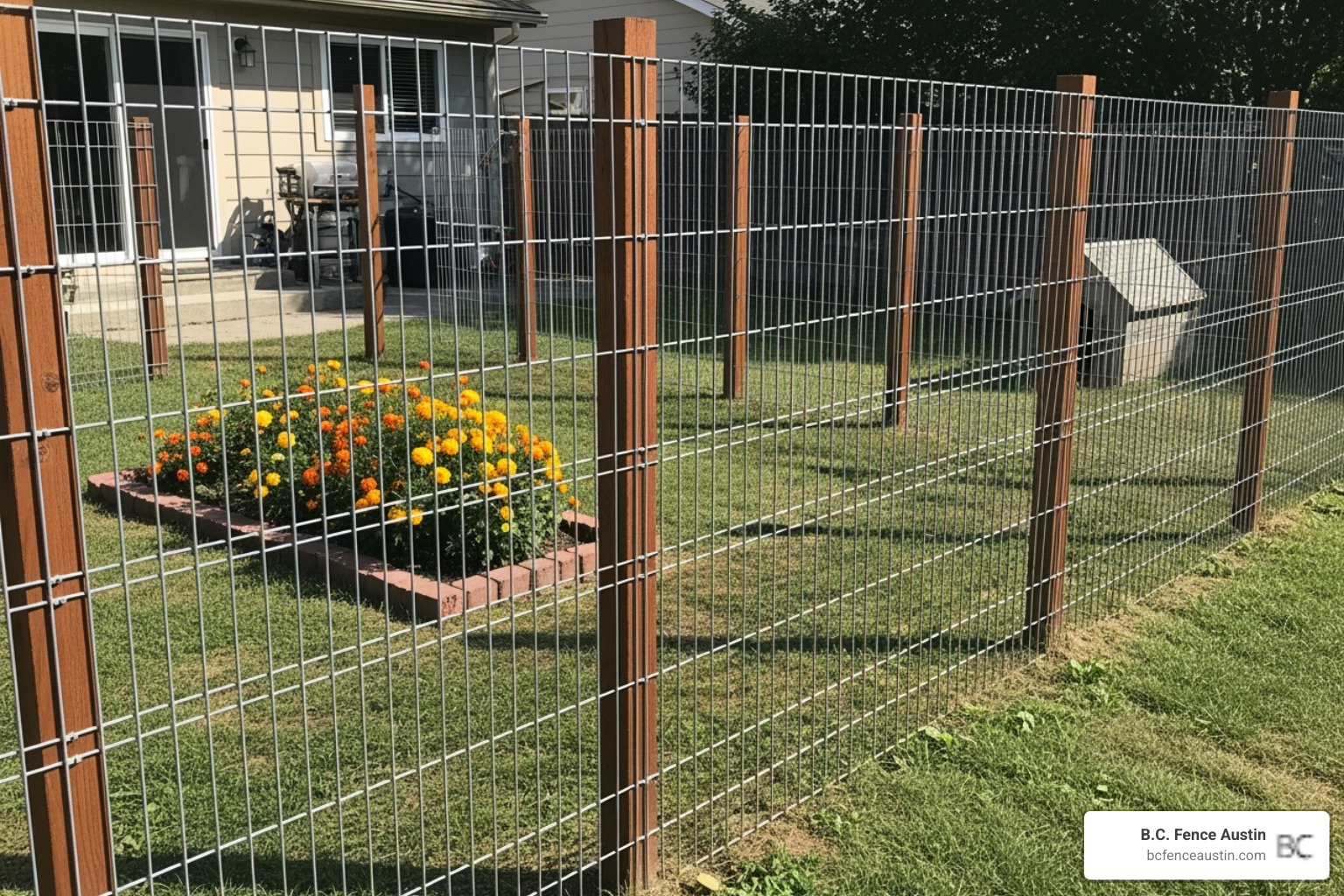 welded wire fence used for a garden or dog run - wire fencing
