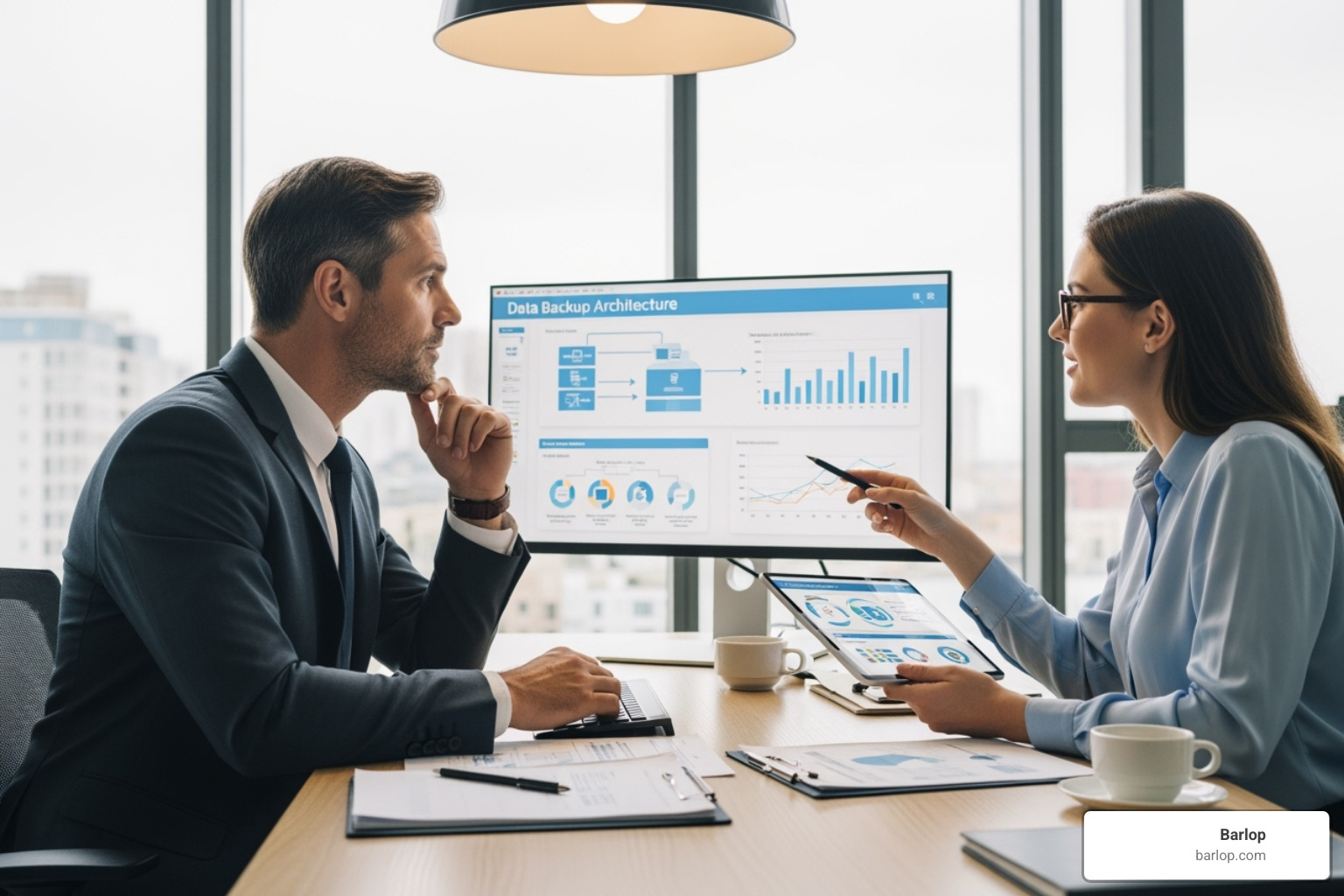 A person consulting with an IT professional about data backup solutions - data backup Miami