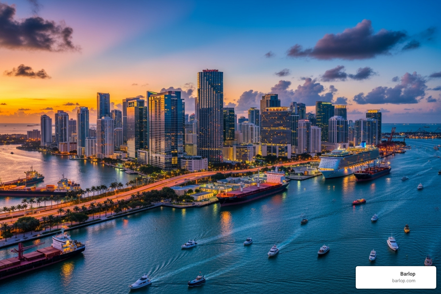 Miami skyline highlighting its role as a financial and international trade hub - data backup Miami