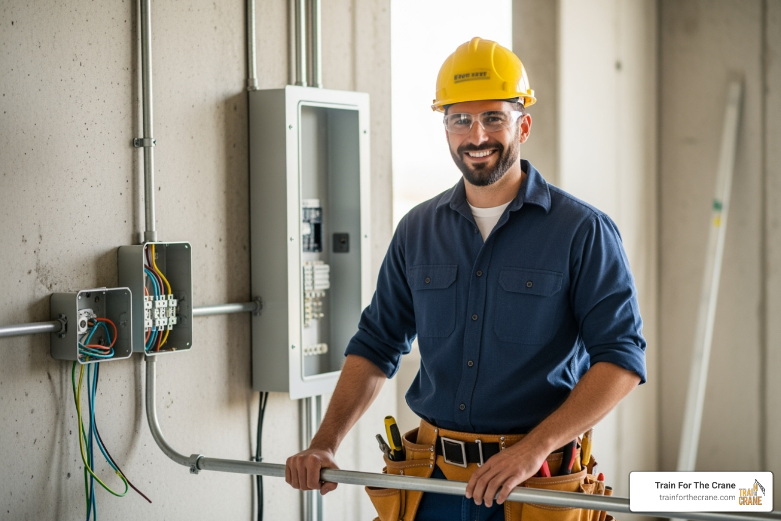certified electrician smiling on a job site - how many trade schools are in indiana