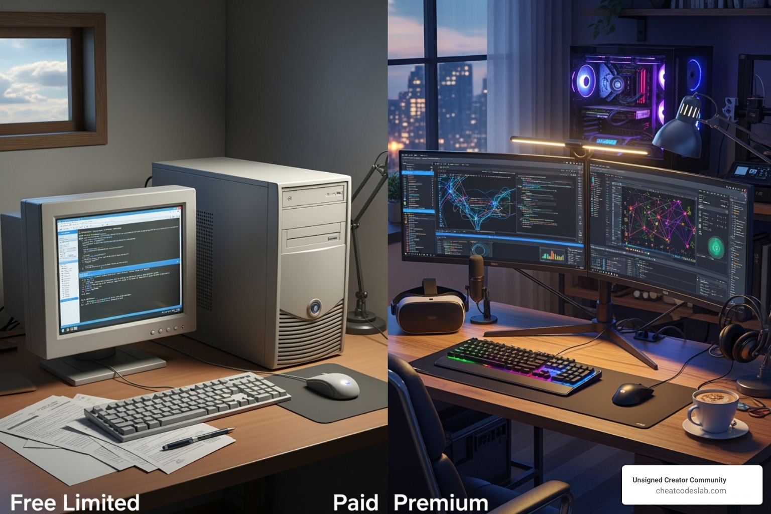 Comparison of Free vs. Paid AI Tools features - free AI software