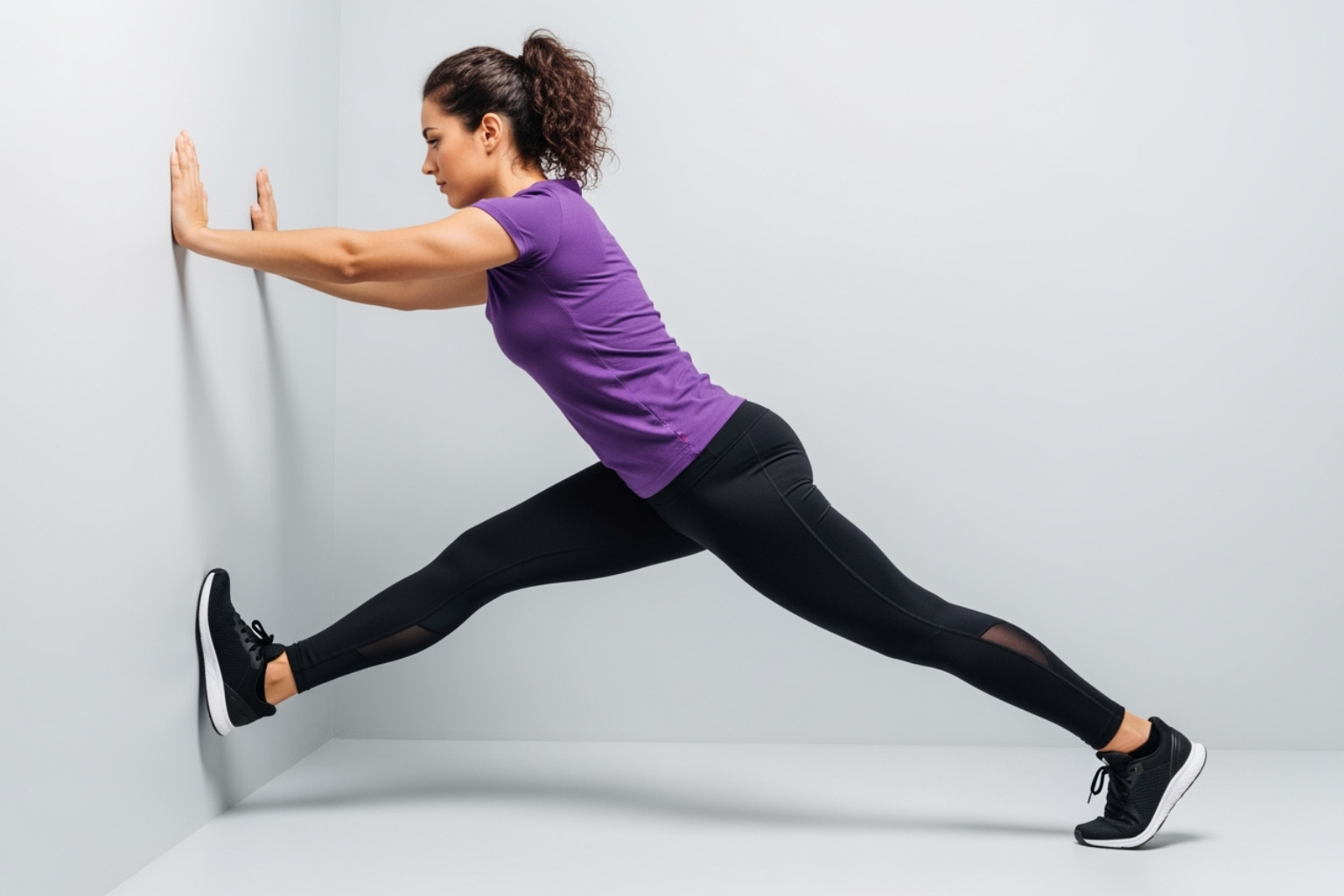 person performing calf stretch - heel pain