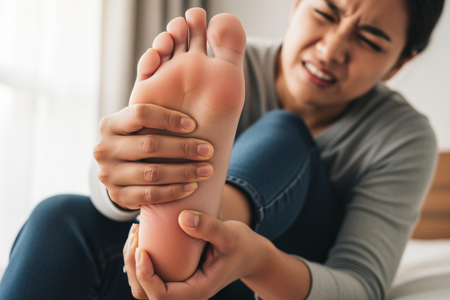 person experiencing heel pain - heel pain