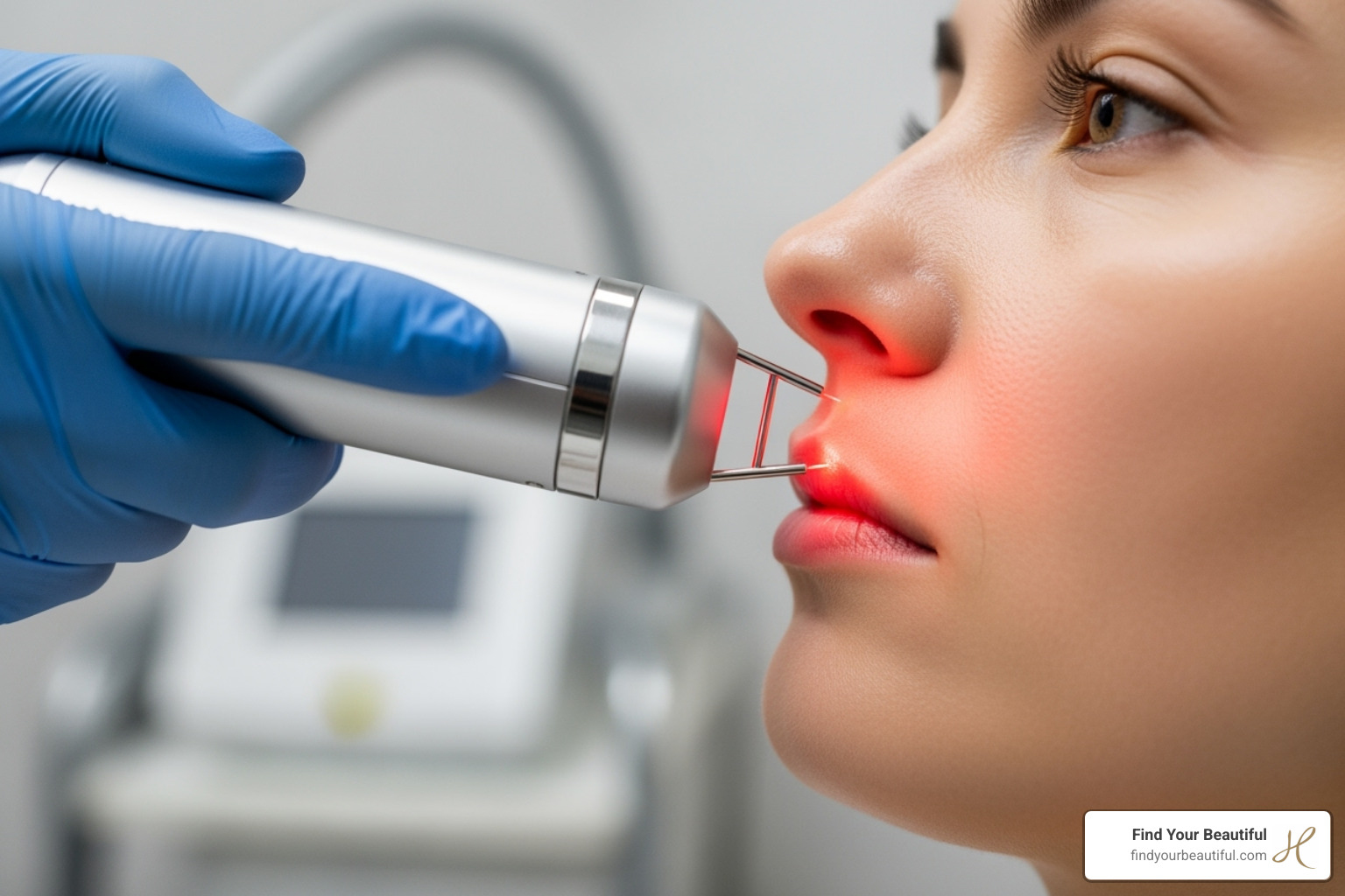 A laser device being used for facial rejuvenation, with a focused beam of light targeting the skin. - facelift alternatives for jowls A laser device being used for facial rejuvenation, with a focused beam of light targeting the skin. - facelift alternatives for jowls