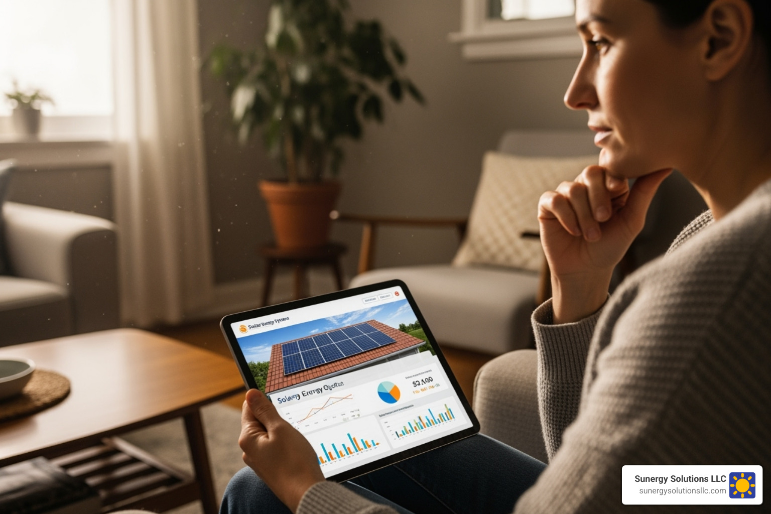 Homeowner reviewing a solar quote on a tablet - best solar installers massachusetts