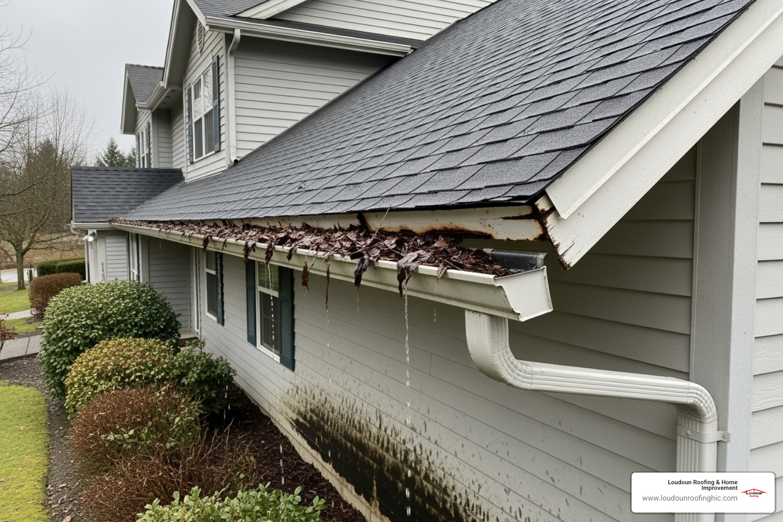 Sagging gutter pulling away from the house - Roof and gutter cleaning