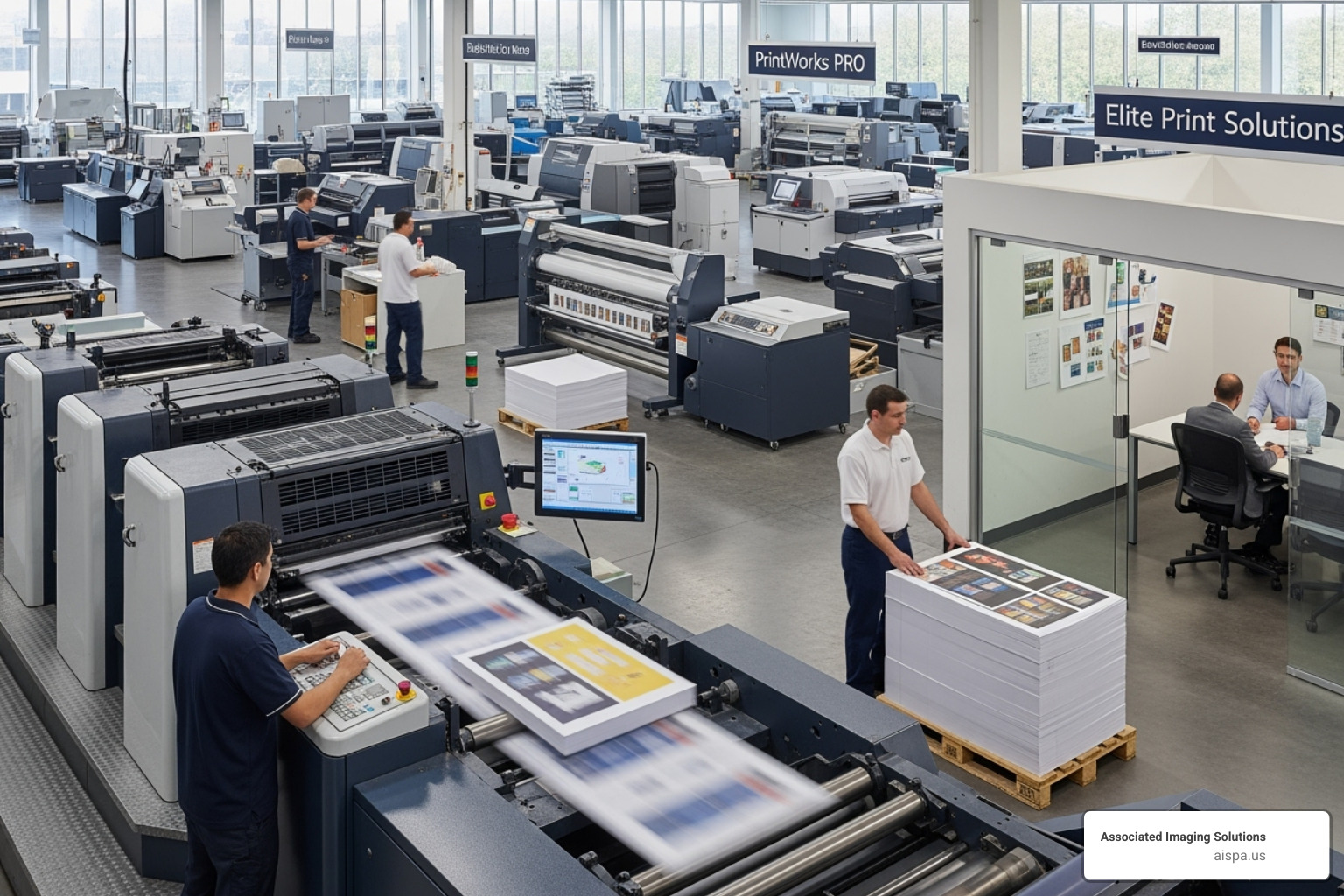 various printed materials showcasing different finishes like foil stamping, embossing, and die-cuts - commercial printers near me
