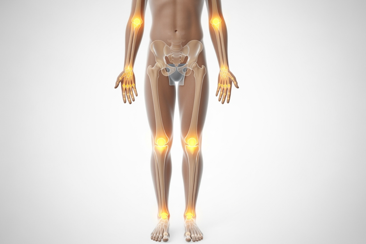 Common joints affected by RA, including hands, wrists, elbows, shoulders, neck, hips, knees, ankles, and feet - rheumatoid arthritis Common joints affected by RA, including hands, wrists, elbows, shoulders, neck, hips, knees, ankles, and feet - rheumatoid arthritis