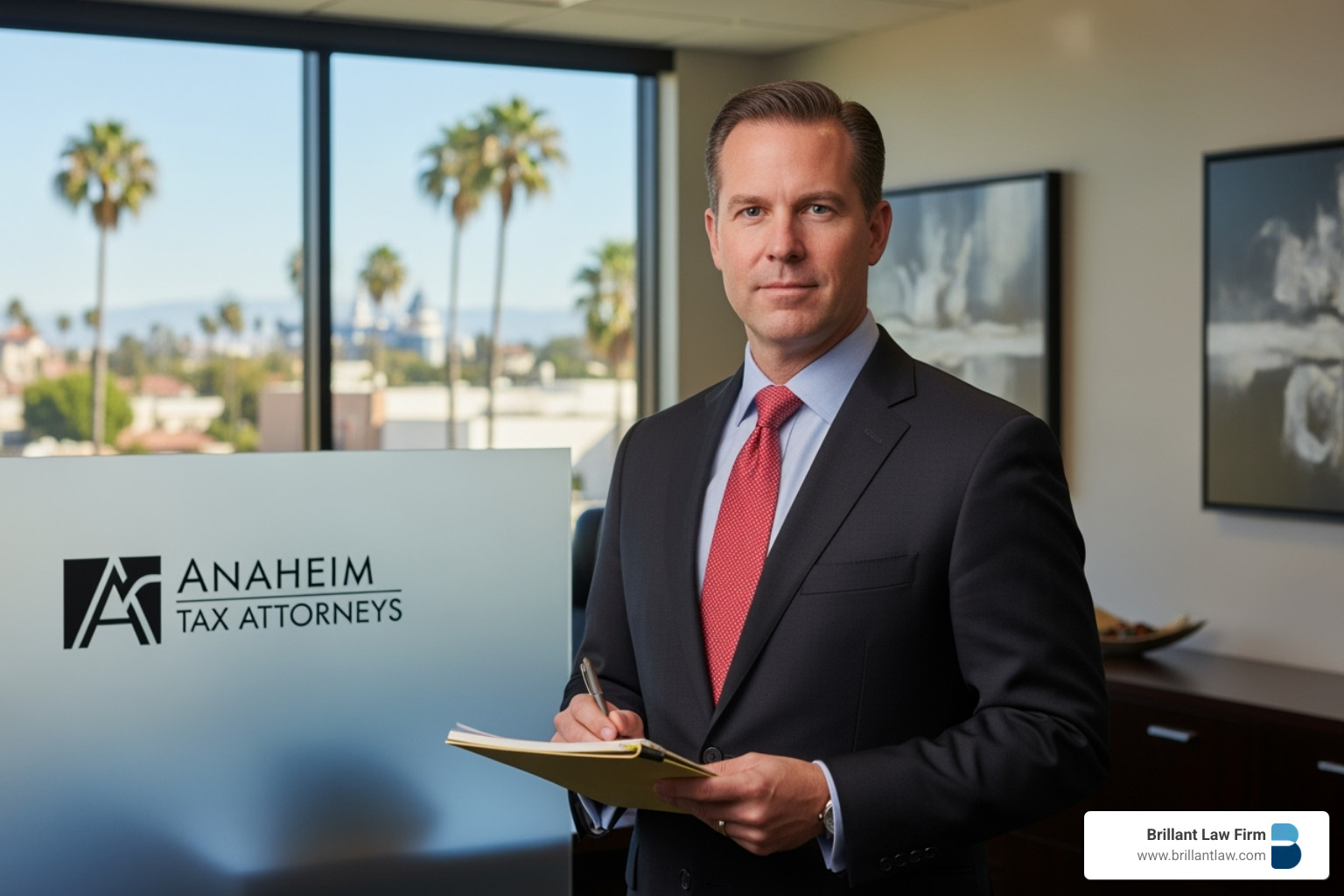 A person carefully reviews a California tax attorney's online profile on a laptop, researching how to choose the best lawyer