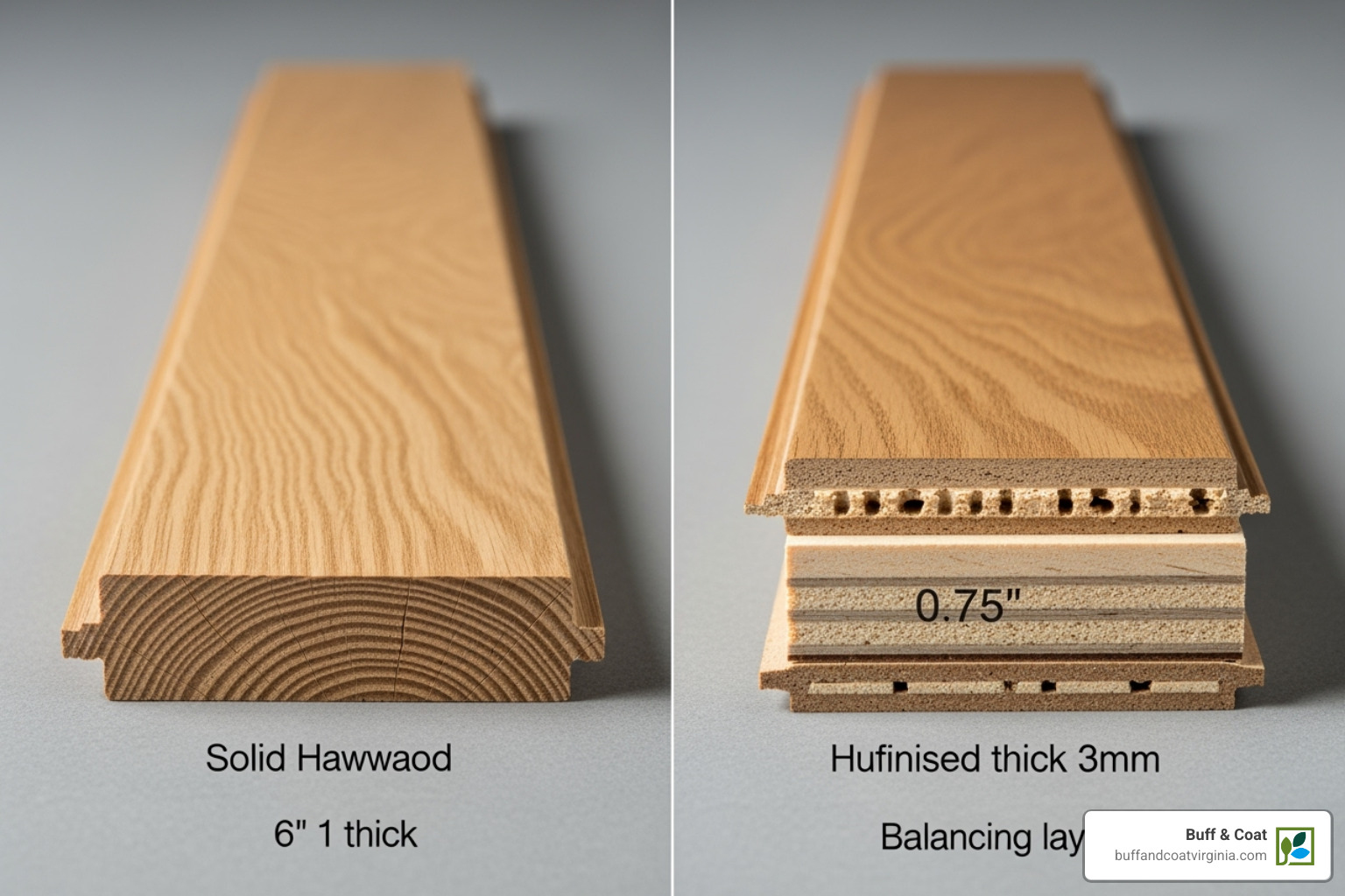 side-by-side comparison of solid and engineered hardwood planks - install wood flooring on concrete side-by-side comparison of solid and engineered hardwood planks - install wood flooring on concrete