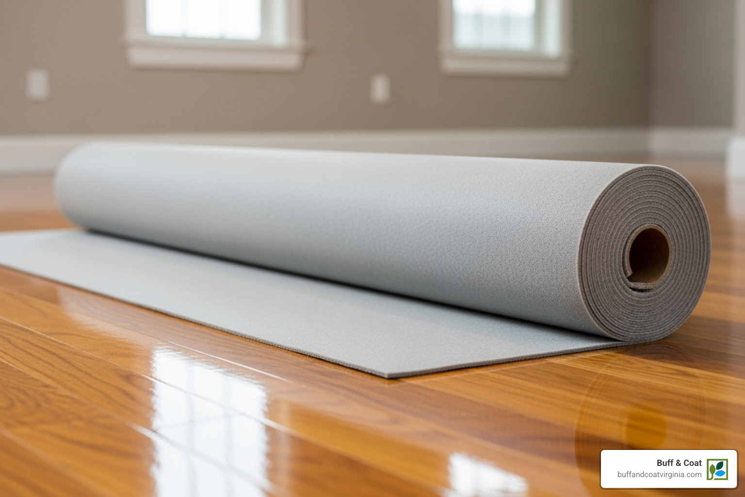 roll of temporary floor protection and a freshly coated hardwood floor. - high traffic floor protection roll of temporary floor protection and a freshly coated hardwood floor. - high traffic floor protection