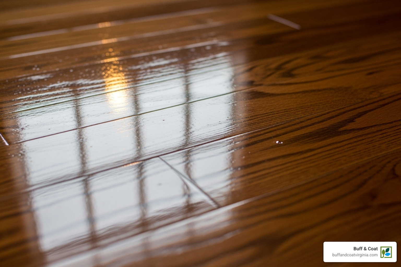 close-up on a newly applied floor finish, showing its sheen - floor sanding contractors close-up on a newly applied floor finish, showing its sheen - floor sanding contractors