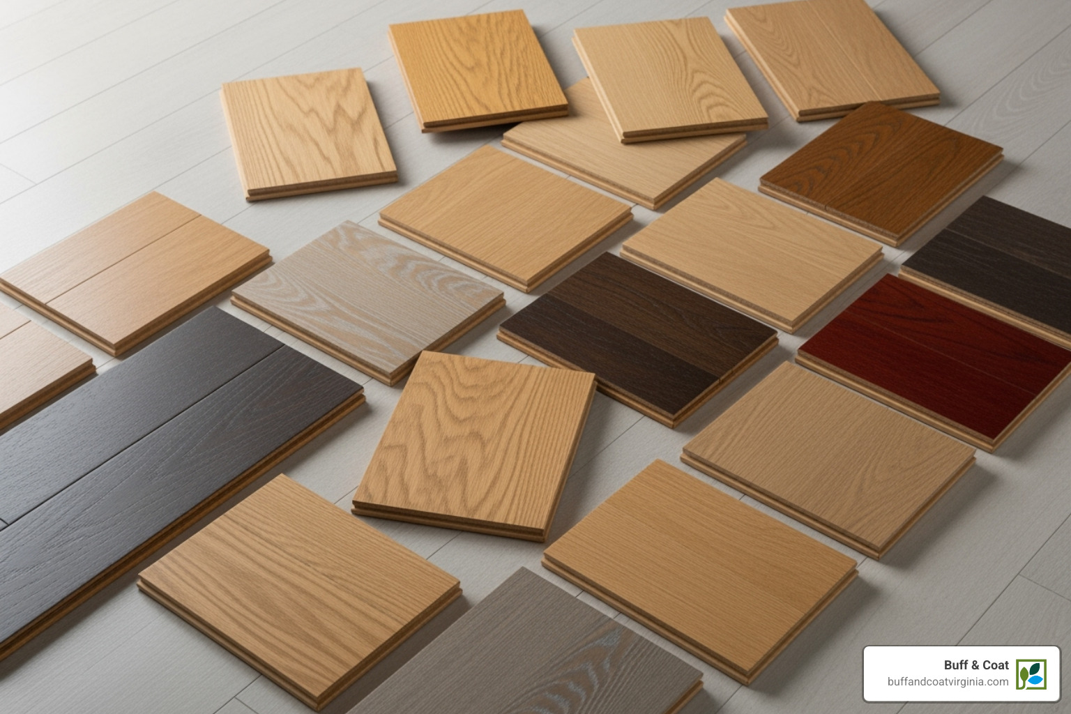 various hardwood flooring samples laid out - flooring installer near me various hardwood flooring samples laid out - flooring installer near me