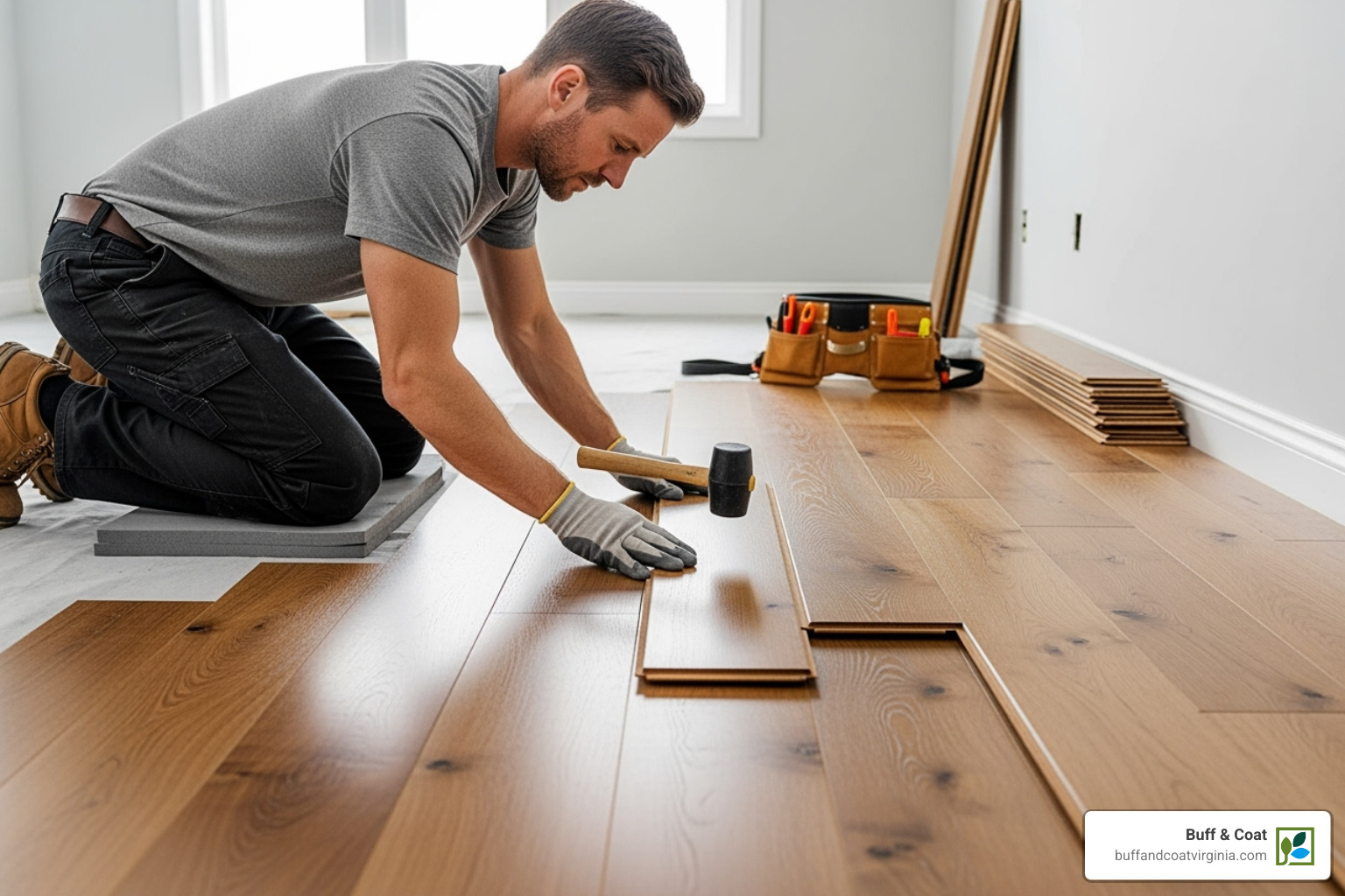 professional installer carefully laying down new hardwood planks - flooring installer near me professional installer carefully laying down new hardwood planks - flooring installer near me