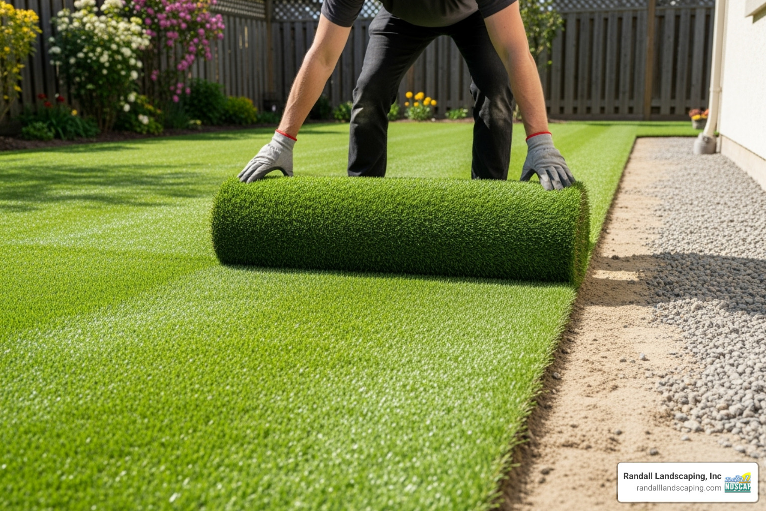 rolling out synthetic grass - synthetic grass installation near me