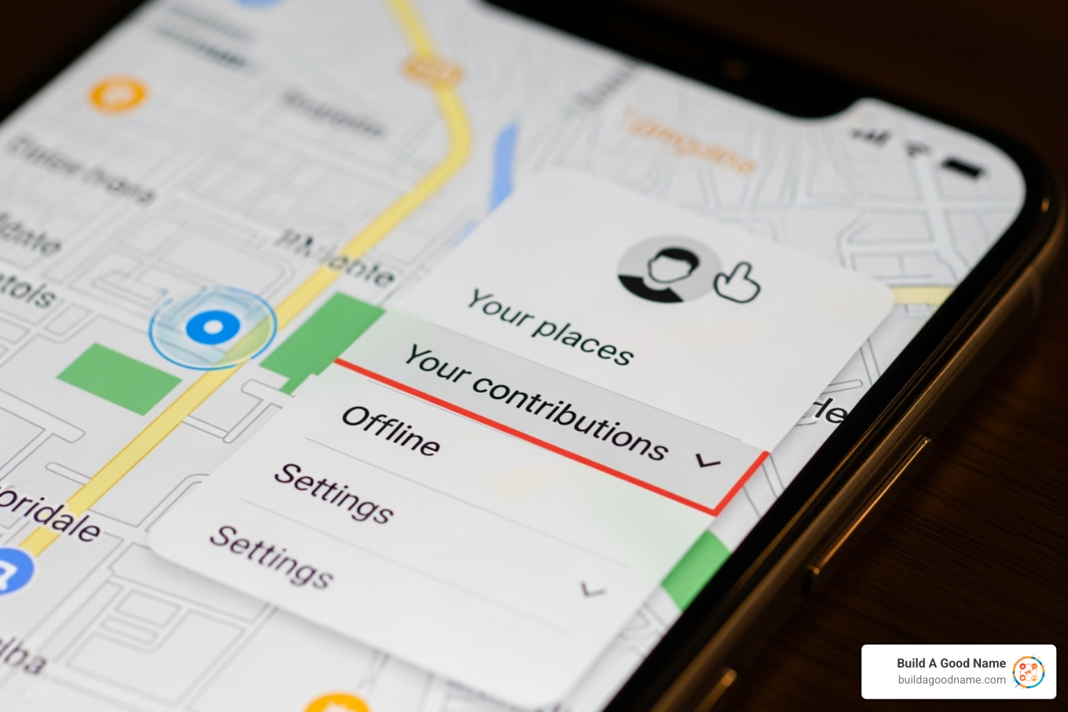 Google Maps interface highlighting the 'Your contributions' section - deleting google reviews
