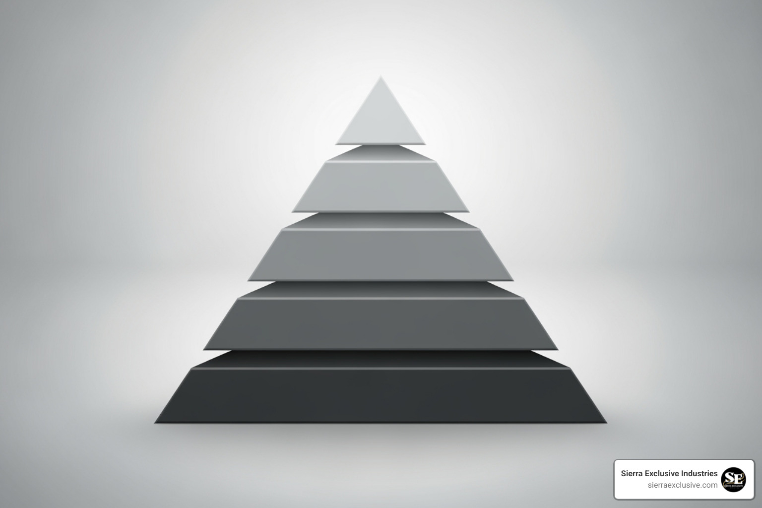 Pyramid diagram showing different tiers of consulting services offered by Sierra Exclusive Industries - management consulting agency