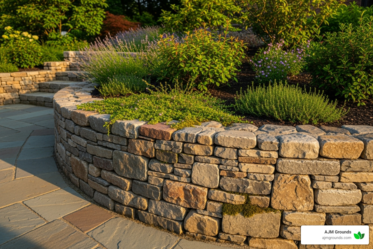 neat natural stone retaining wall - retaining wall installation cost