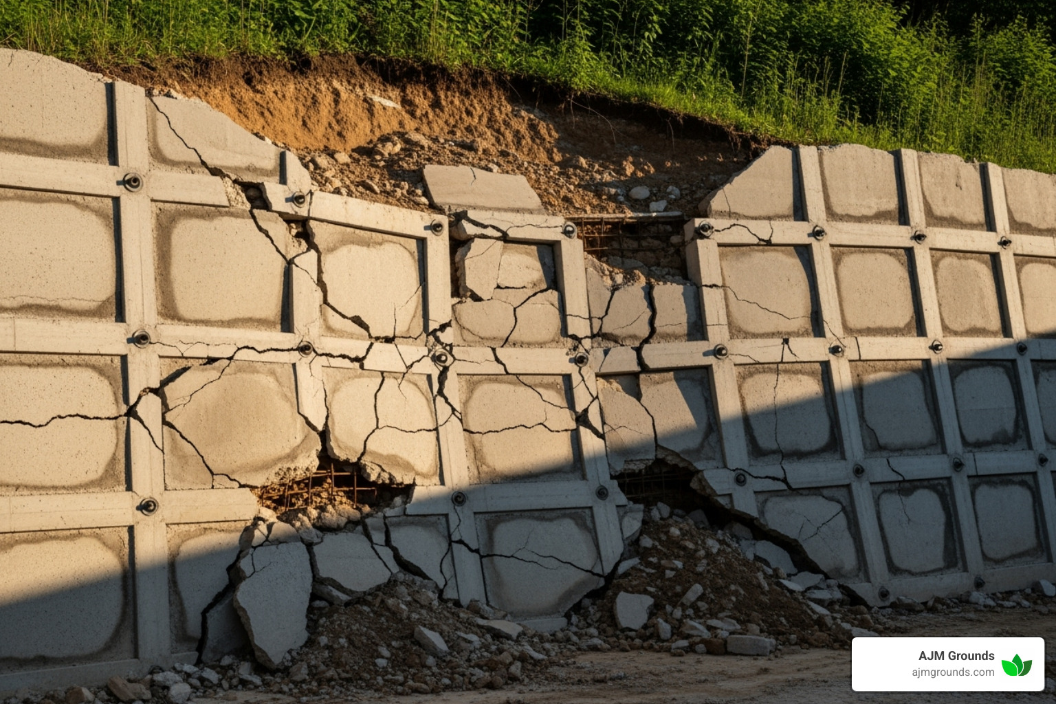 failing retaining wall with visible bulging and cracking - retaining wall installation failing retaining wall with visible bulging and cracking - retaining wall installation