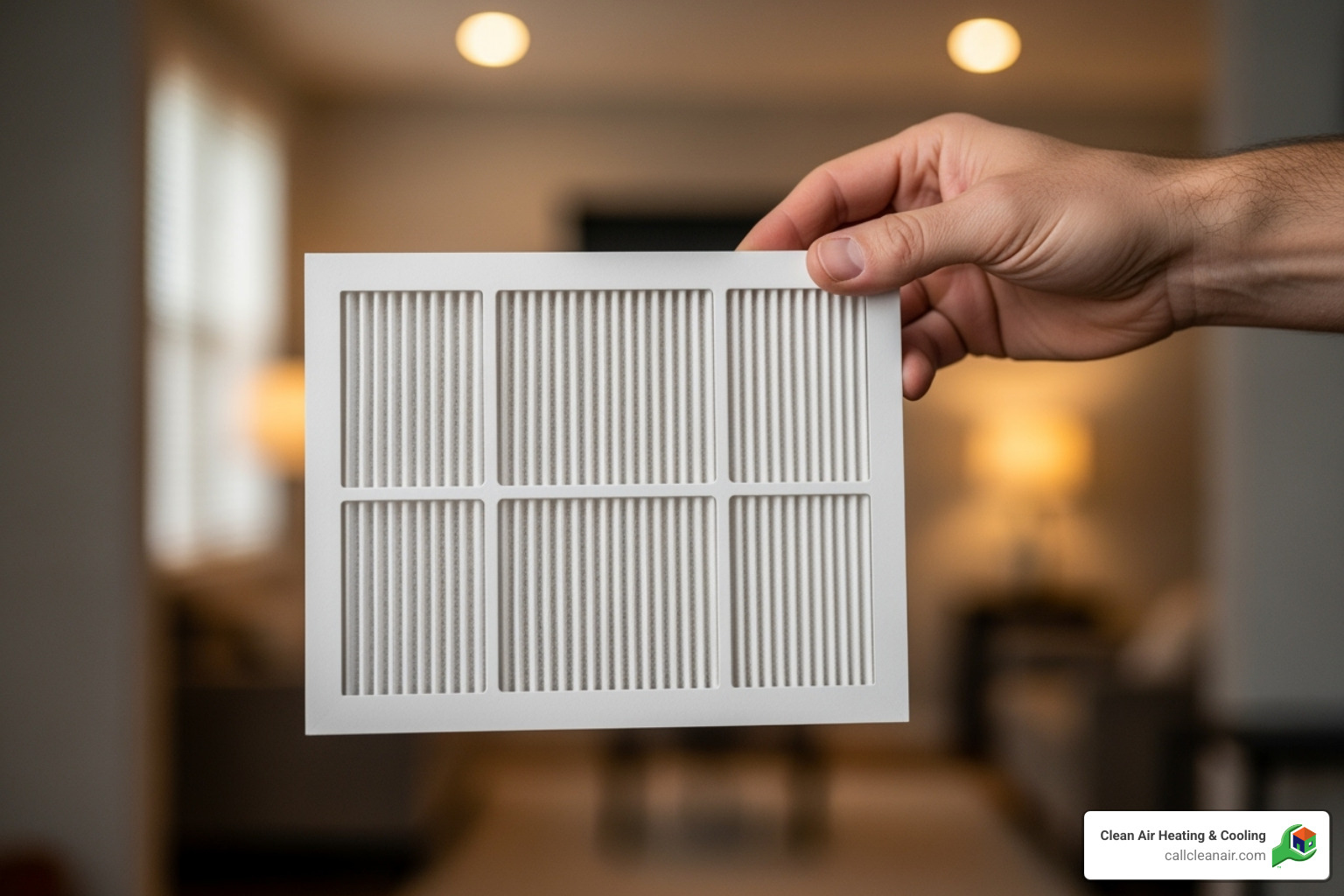 Clean mini-split filter being held by a homeowner - Small room ductless
