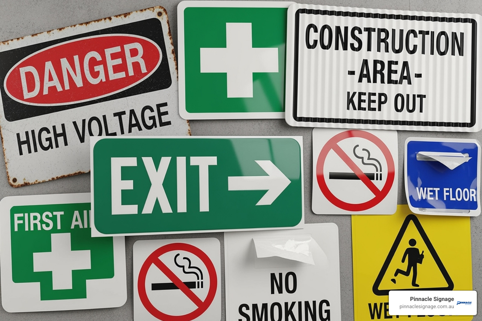 Signs made from various materials including metal, plastic, and vinyl sticker - safety signage Australia Signs made from various materials including metal, plastic, and vinyl sticker - safety signage Australia