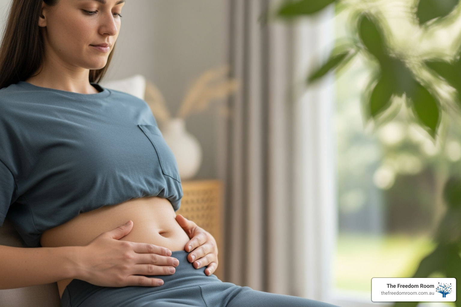 person demonstrating diaphragmatic breathing - breathing exercises for addiction