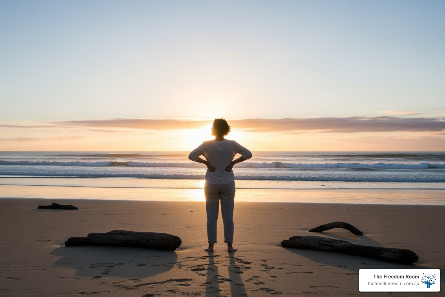 ACT Hexaflex model illustrating the six core processes: Acceptance, Cognitive Defusion, Being Present, Self-as-Context, Values, and Committed Action, all contributing to Psychological Flexibility, set against an Australian landscape - act interventions