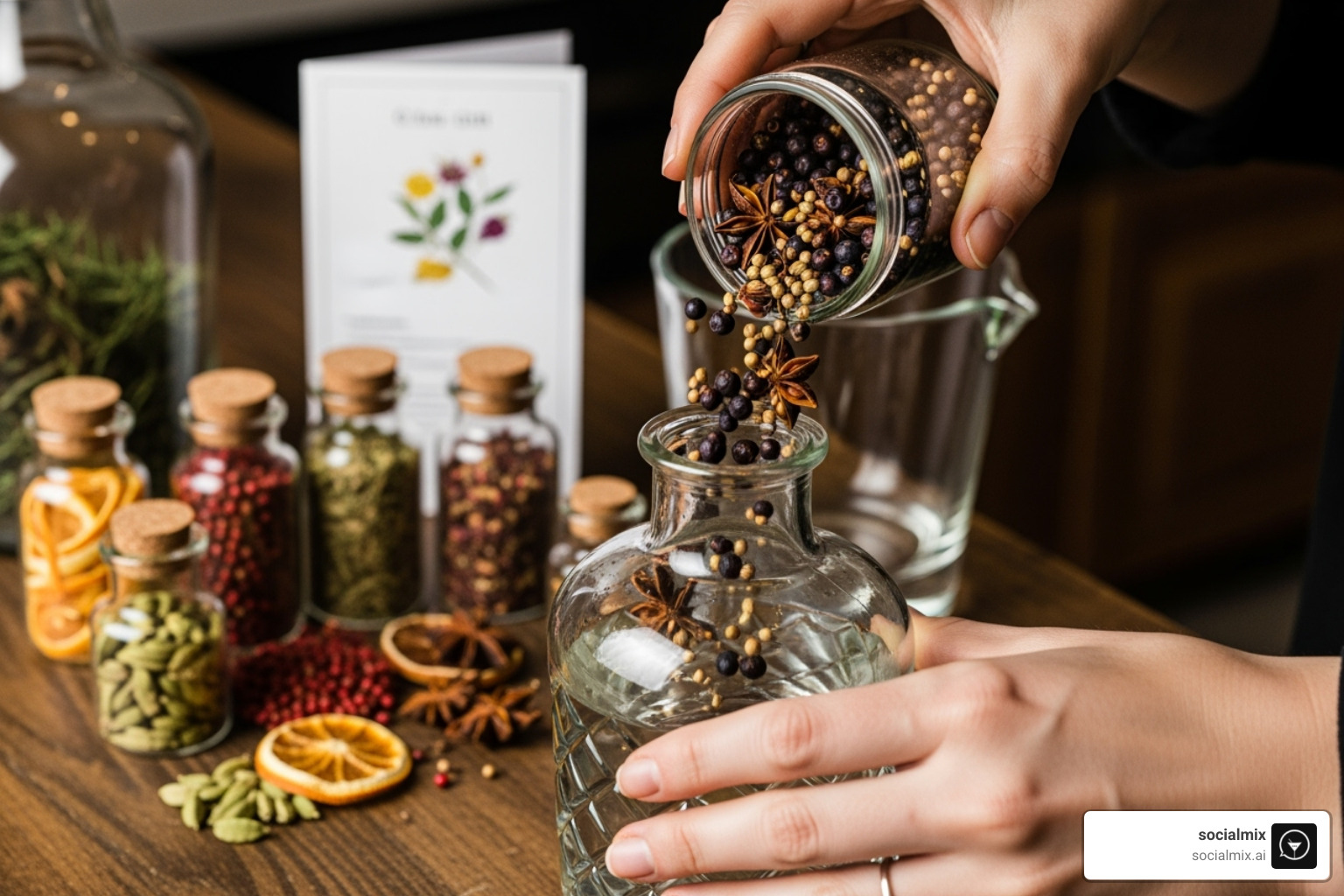 person using a DIY gin-making kit - quirky alcohol gifts