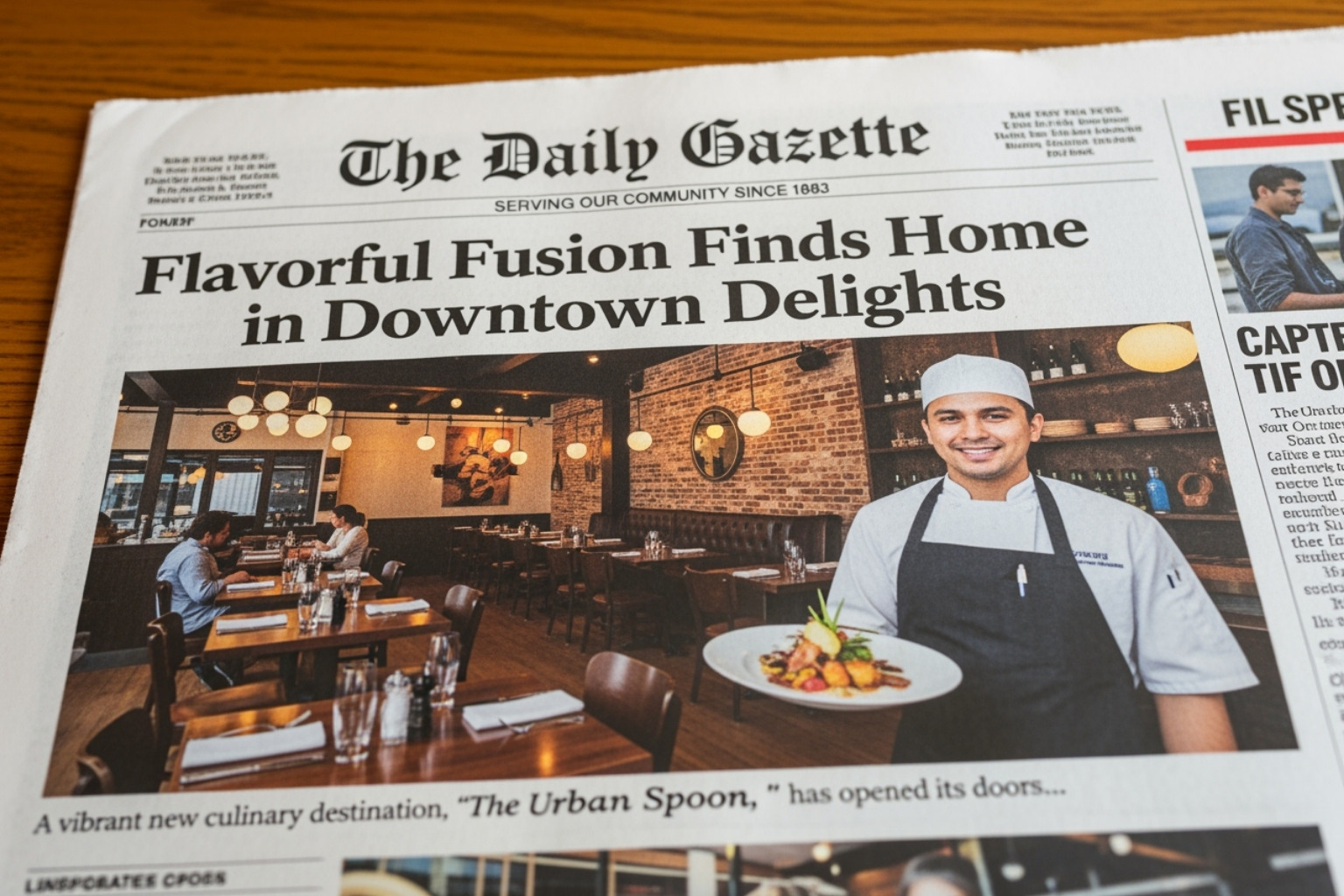 A newspaper article featuring a new local restaurant - commerce advice onpresscapital