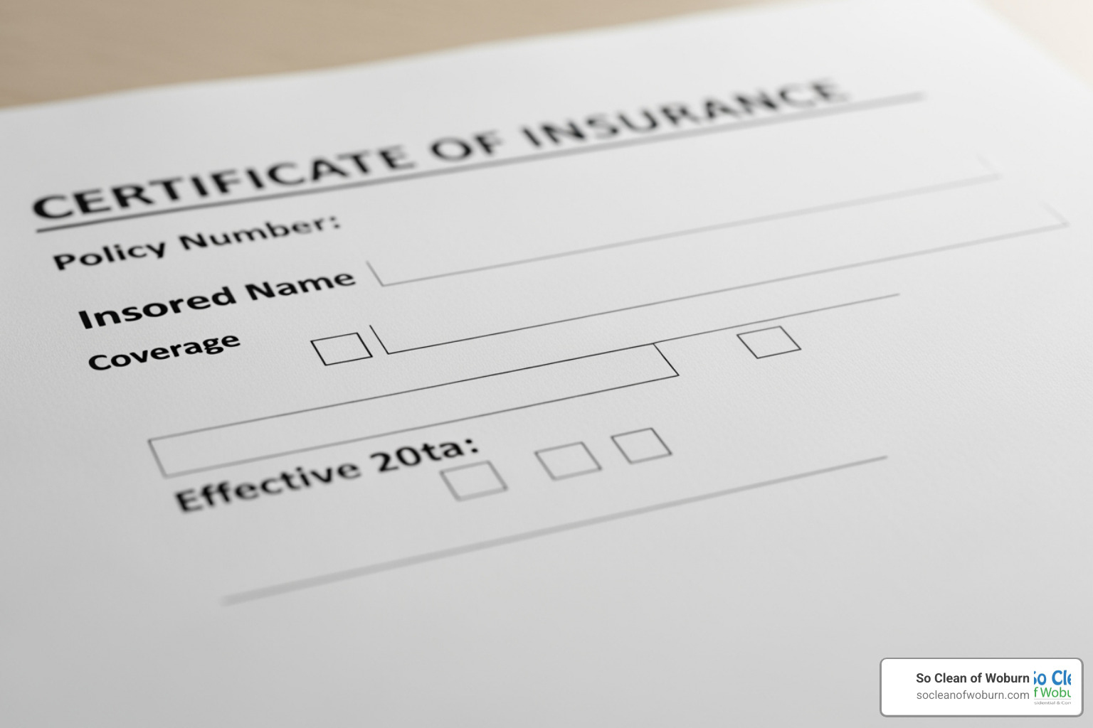a certificate of insurance - professional cleaning business
