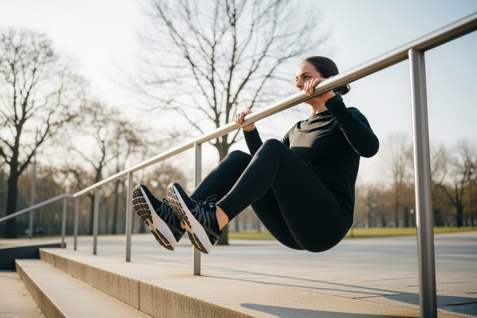 person doing heel raises on edge of step - exercises for plantar fasciitis