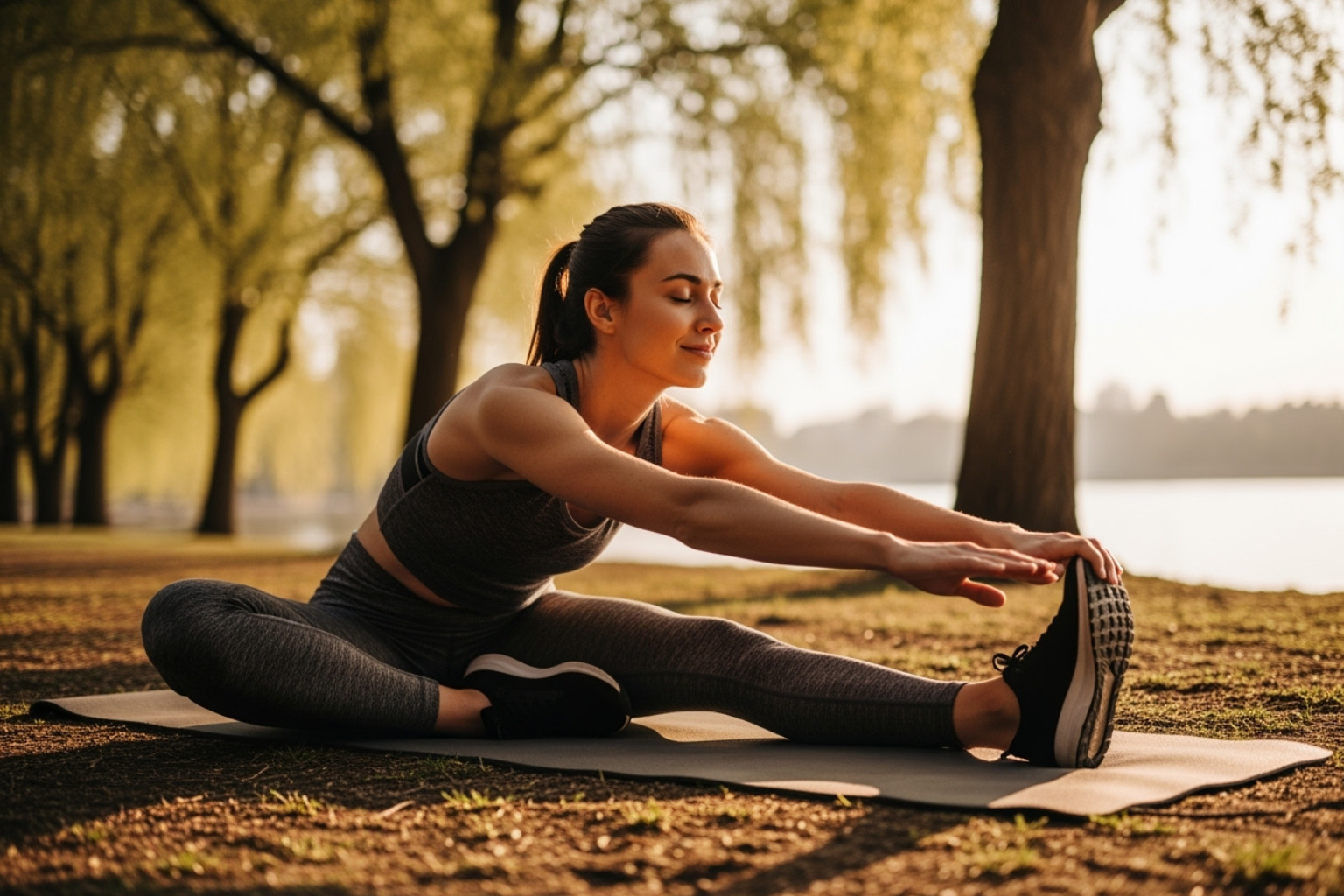 a person doing a cool-down stretch - muscle aches