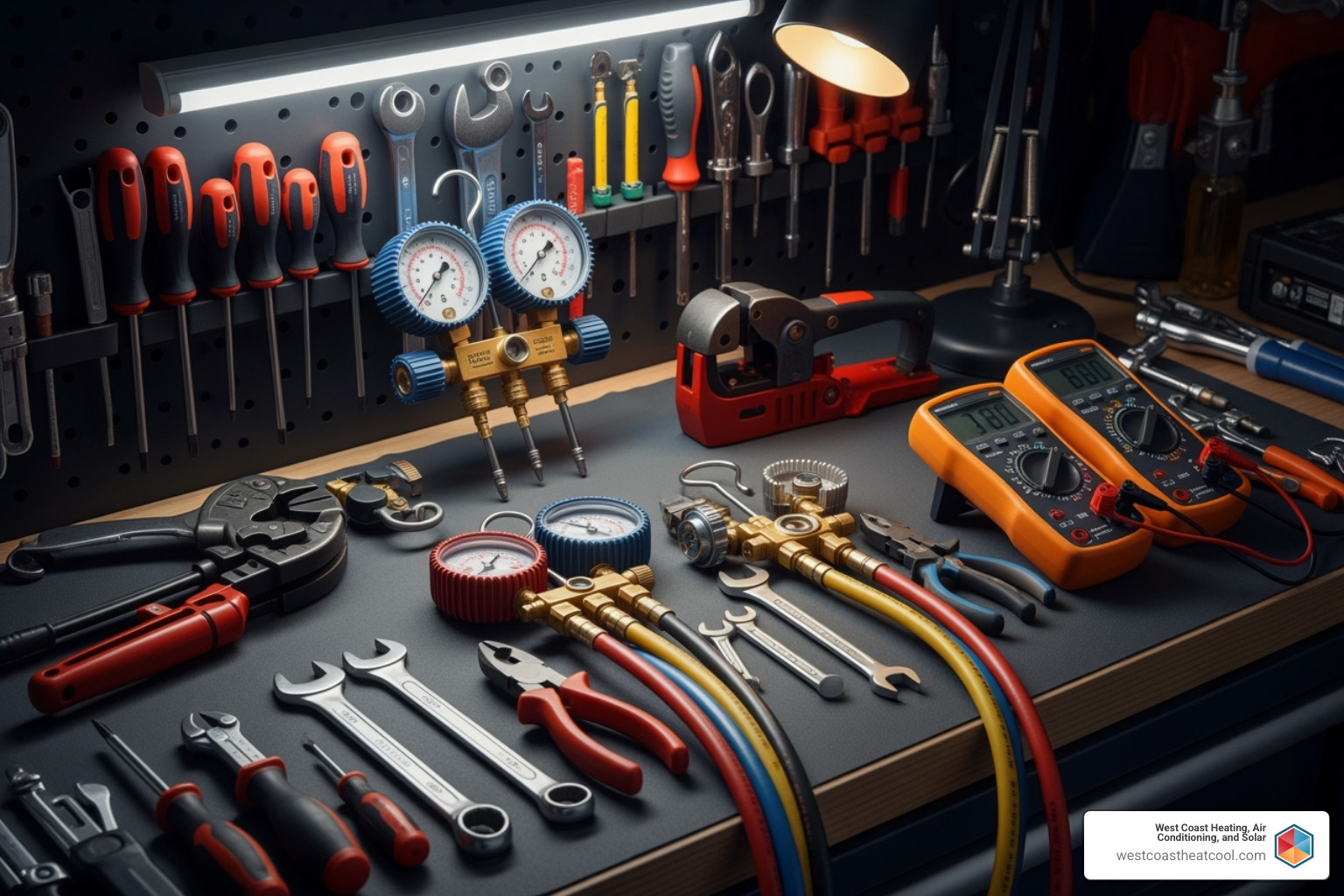 Technician's tool kit with gauges and meters - HVAC tune up