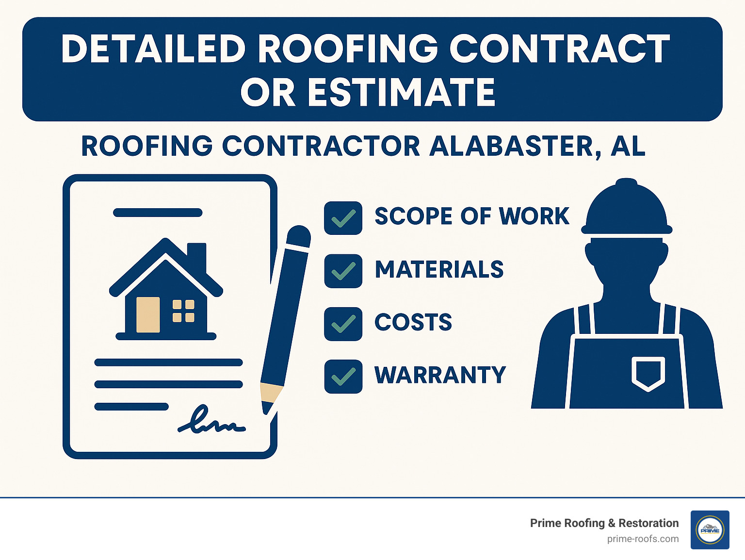 detailed roofing contract or estimate - Roofing contractor Alabaster AL
