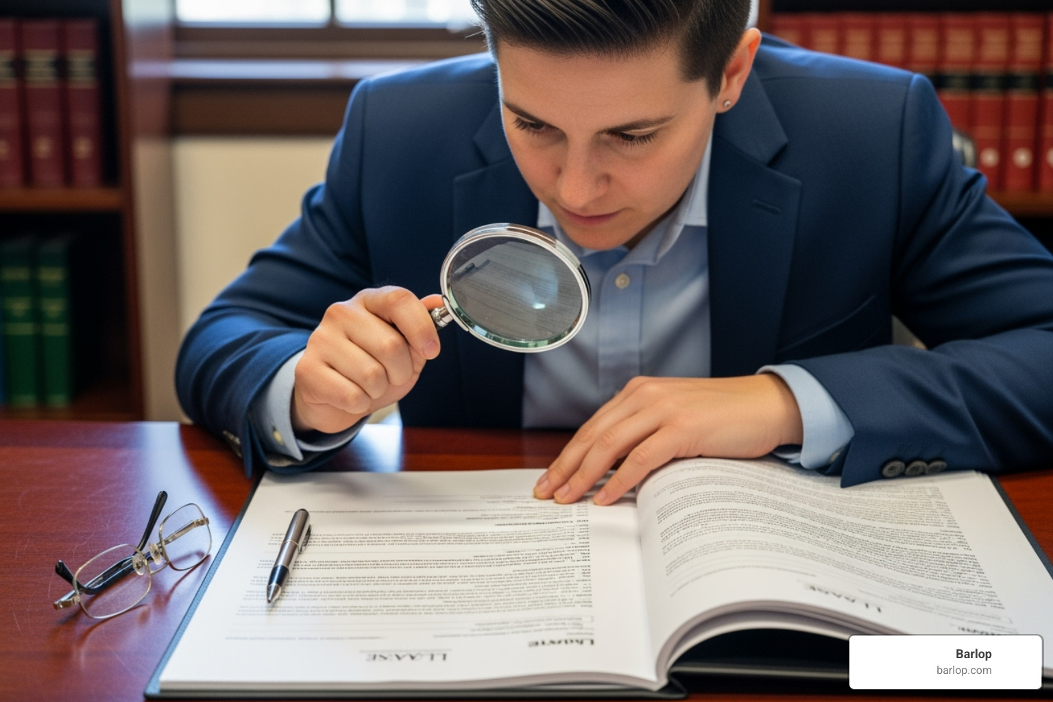 person reviewing a lease document with a magnifying glass - copy machine lease