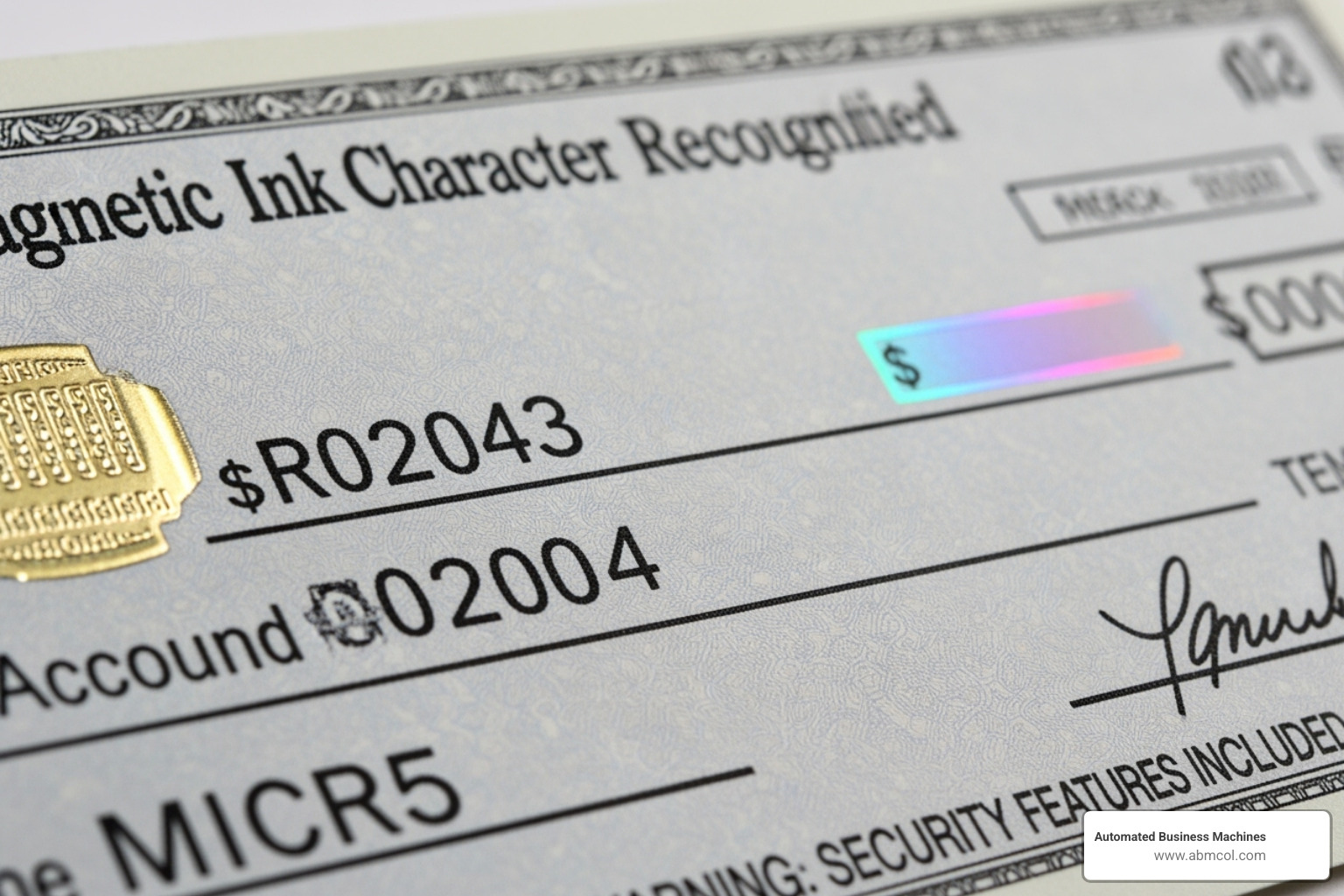 securely printed check with MICR line - laser printer secure