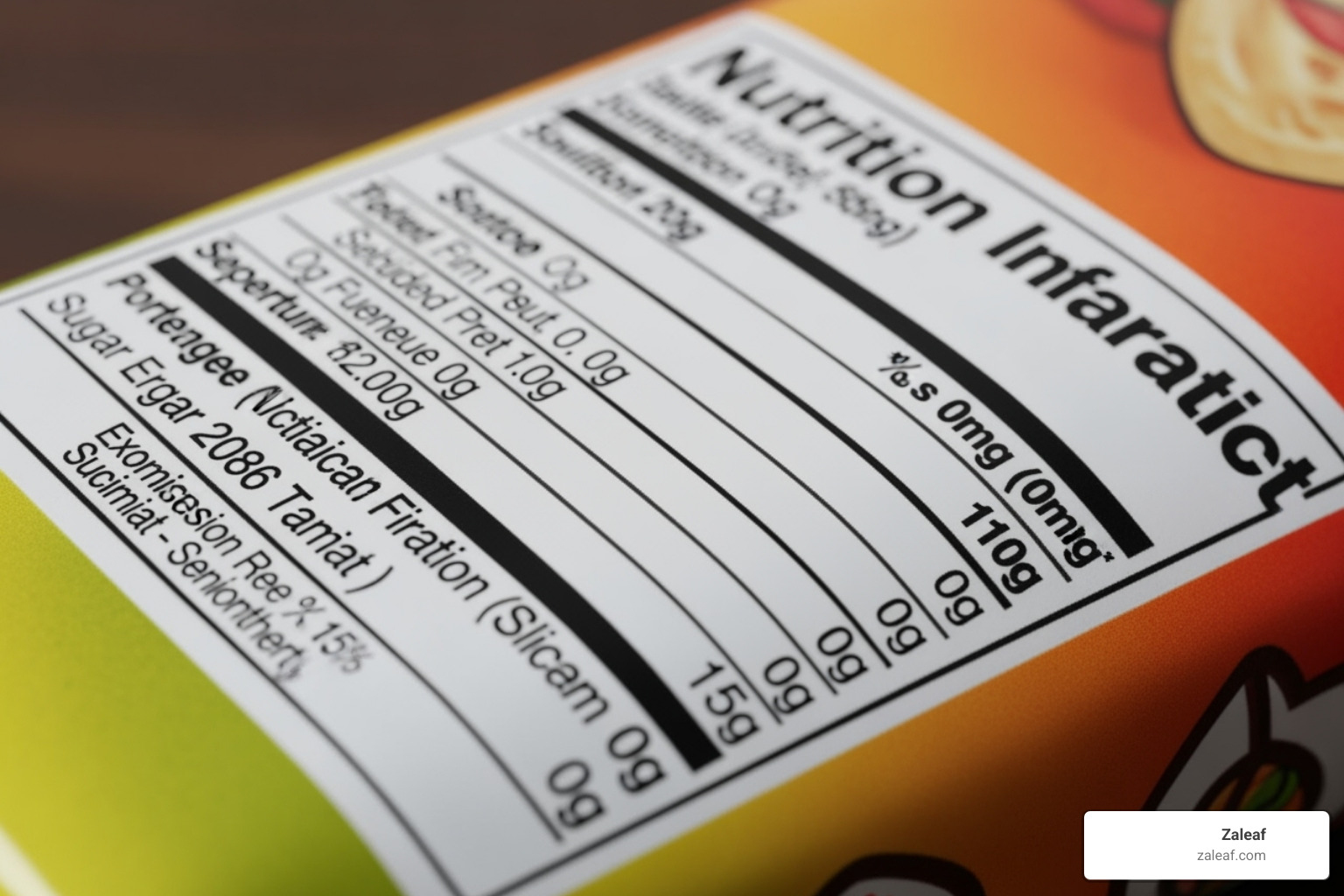 Nutritional label on a Zaleaf sugar-free edible product - sugar-free cannabis edibles Nutritional label on a Zaleaf sugar-free edible product - sugar-free cannabis edibles