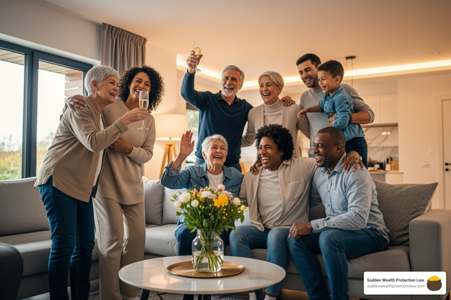 Family celebrating avoiding probate - grantor vs trustee vs beneficiary Family celebrating avoiding probate - grantor vs trustee vs beneficiary