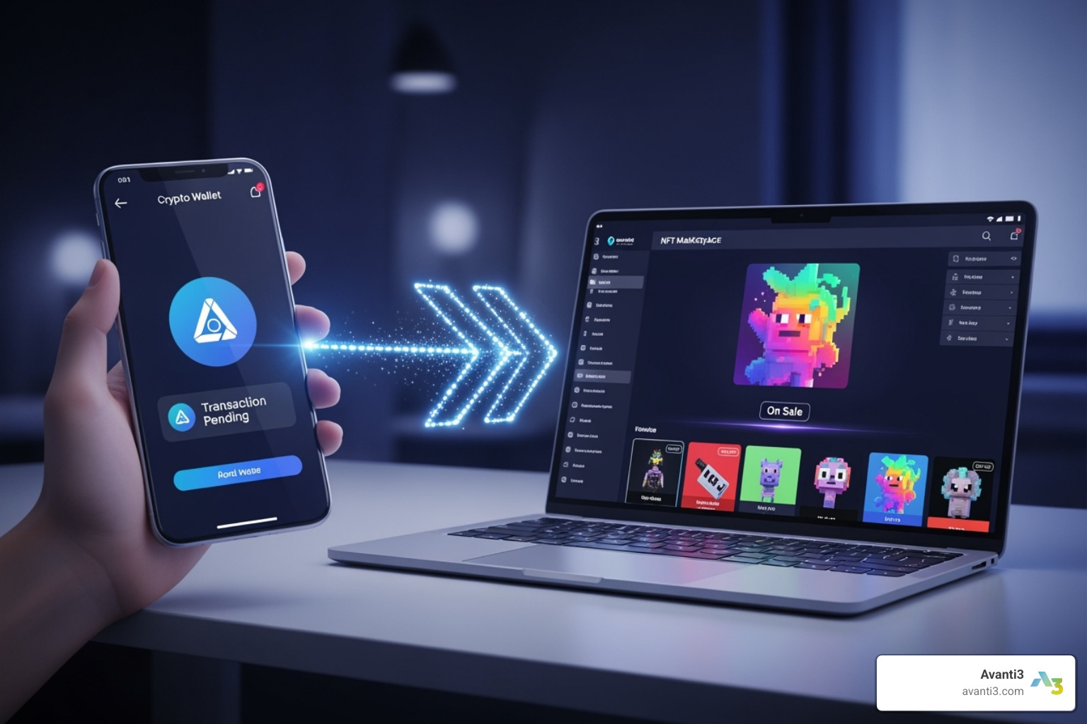 illustrating a crypto wallet interface connecting to a generic marketplace. - what is nft marketplace